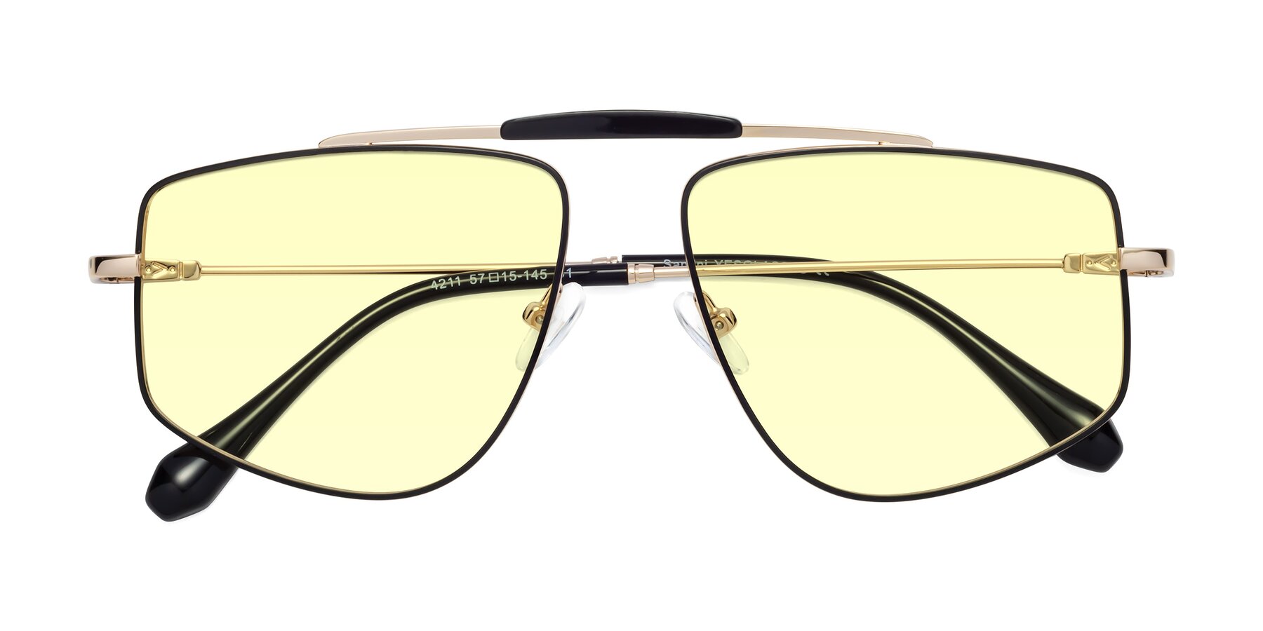Folded Front of Santini in Black-Gold with Light Yellow Tinted Lenses