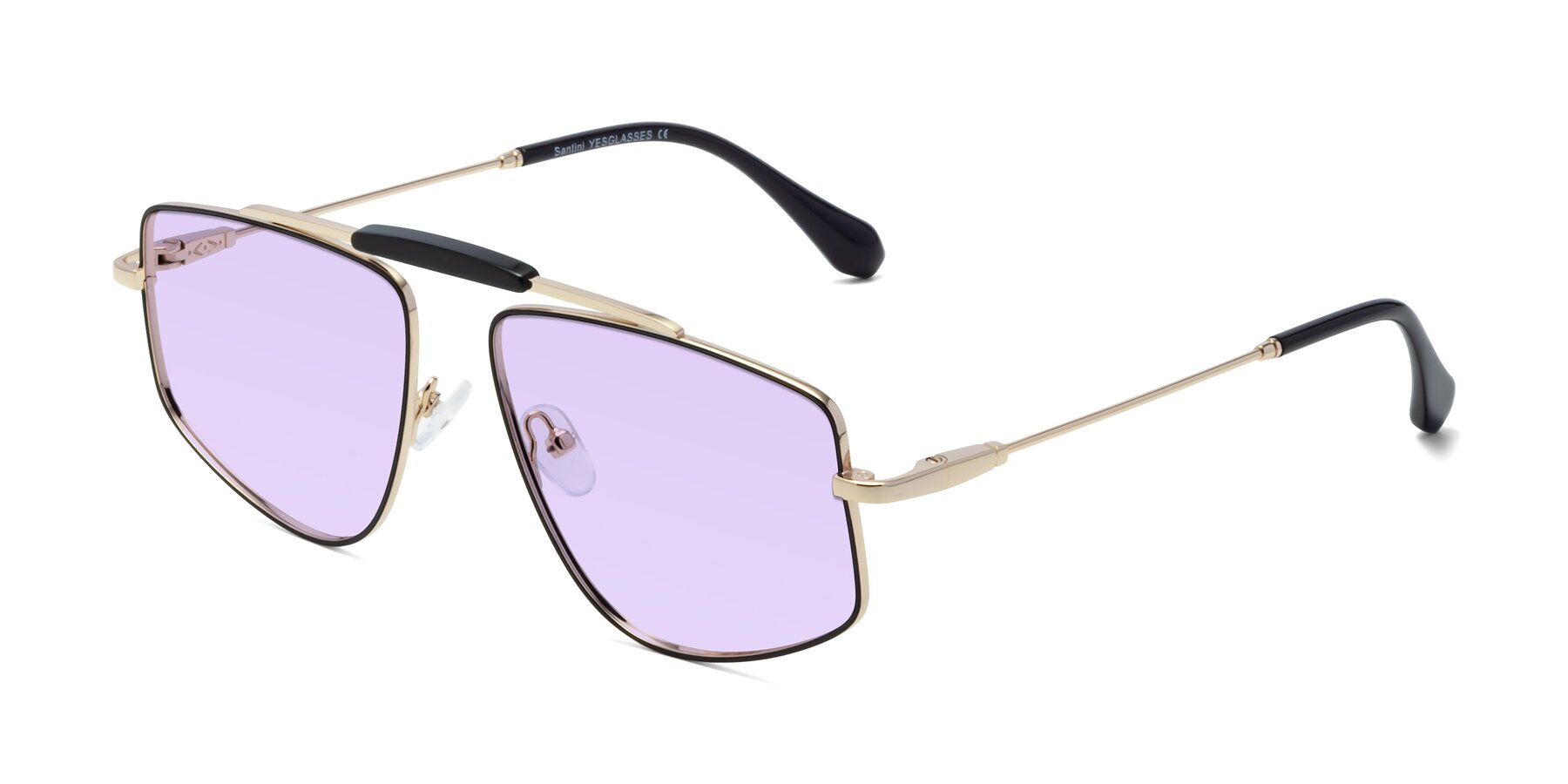 Angle of Santini in Black-Gold with Light Purple Tinted Lenses