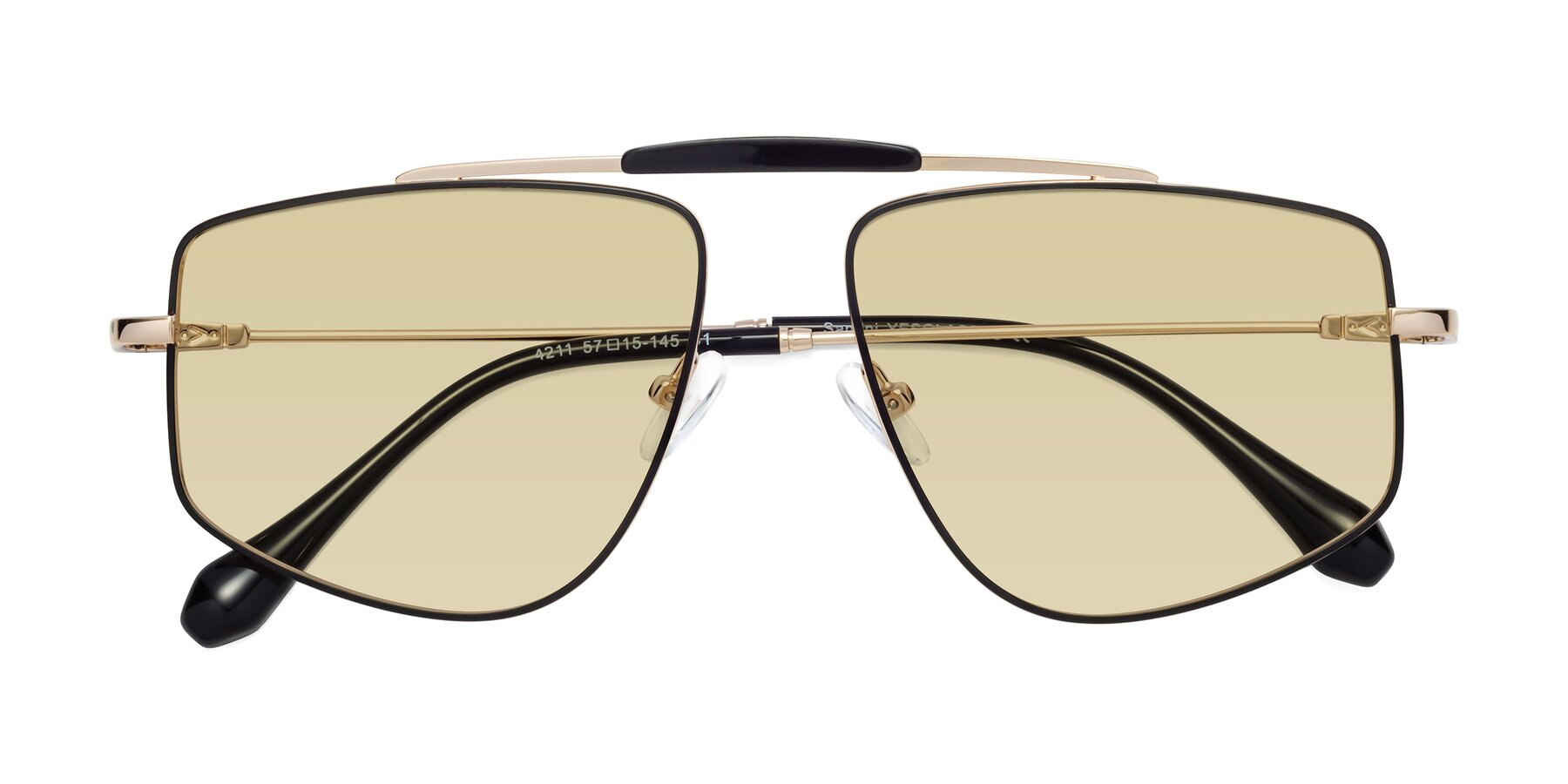 skab Elegance Kammer Black-Gold Wide Oversized Grandpa Tinted Sunglasses with Light Champagne  Sunwear Lenses - Santini