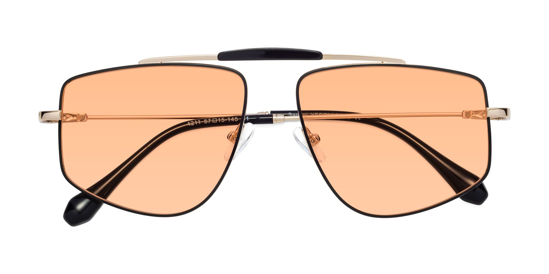 Folded Front of Santini in Black-Gold with Light Orange Tinted Lenses
