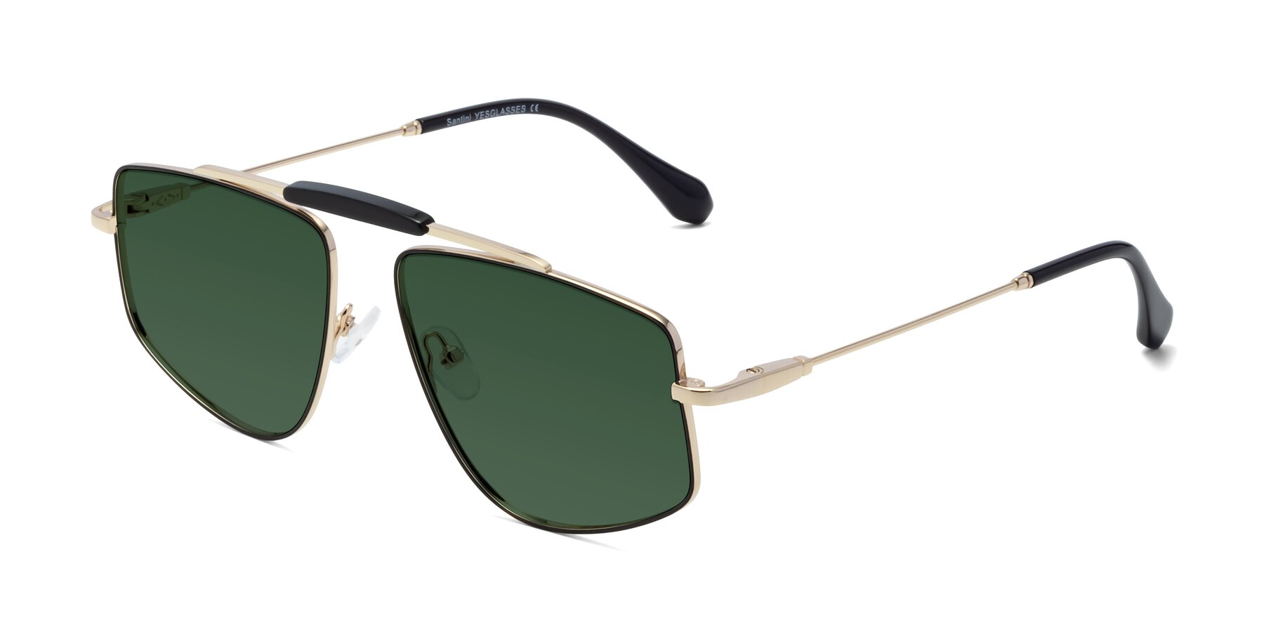 Angle of Santini in Black-Gold with Green Tinted Lenses