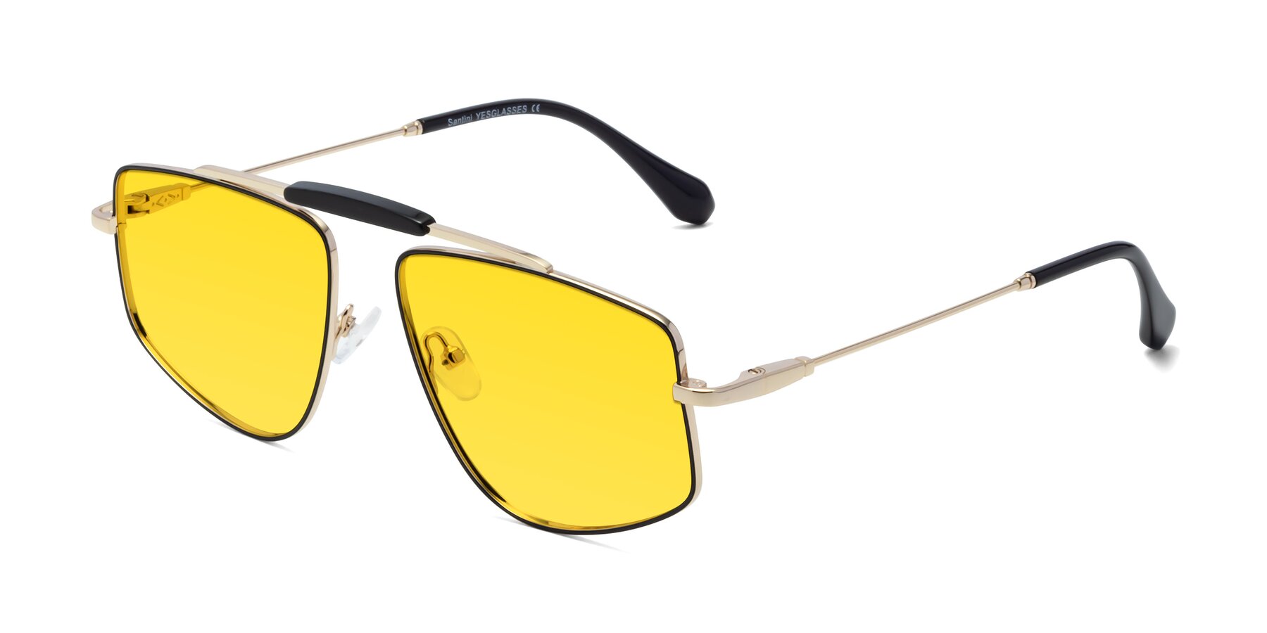 Angle of Santini in Black-Gold with Yellow Tinted Lenses