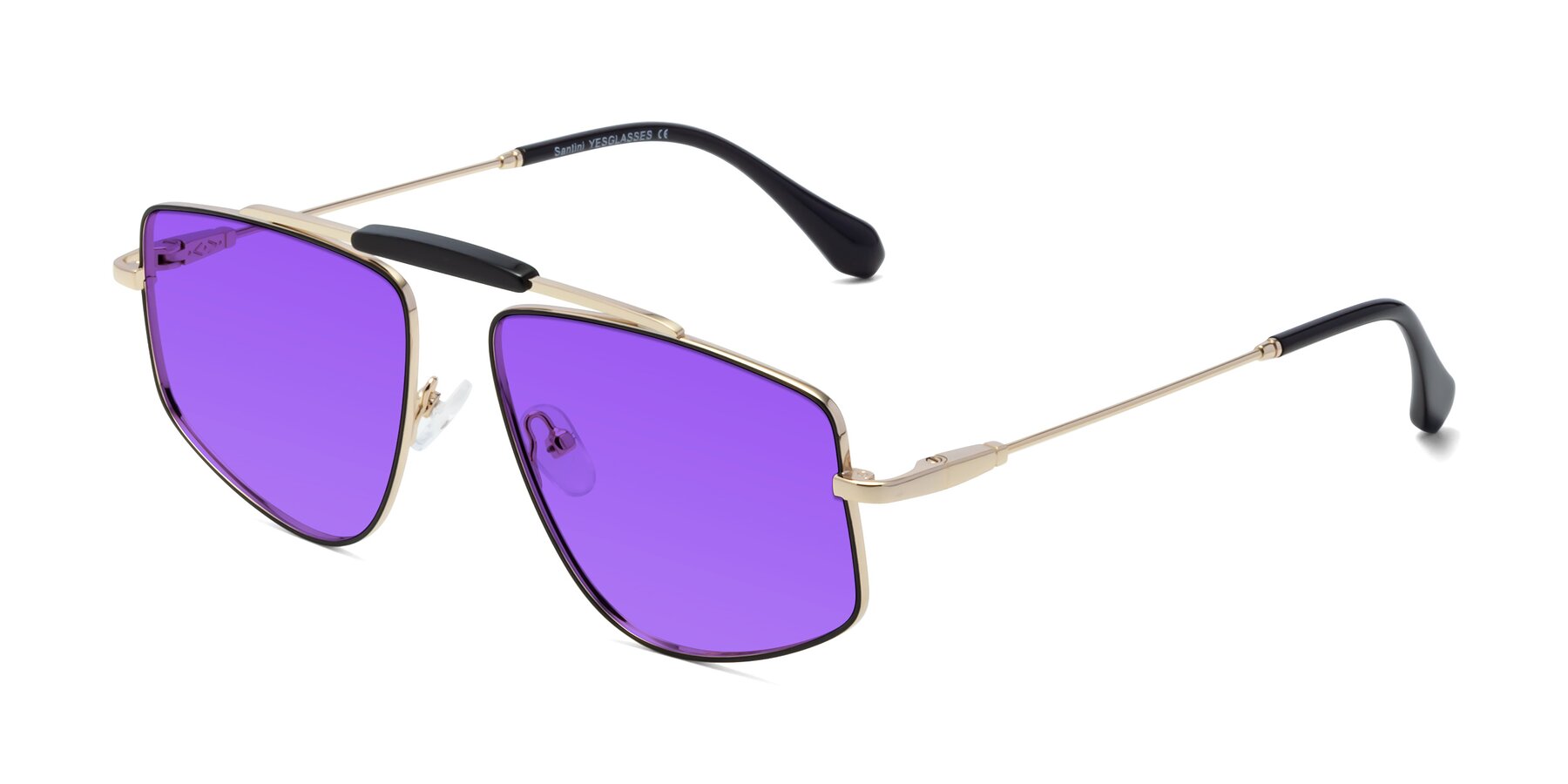 Angle of Santini in Black-Gold with Purple Tinted Lenses
