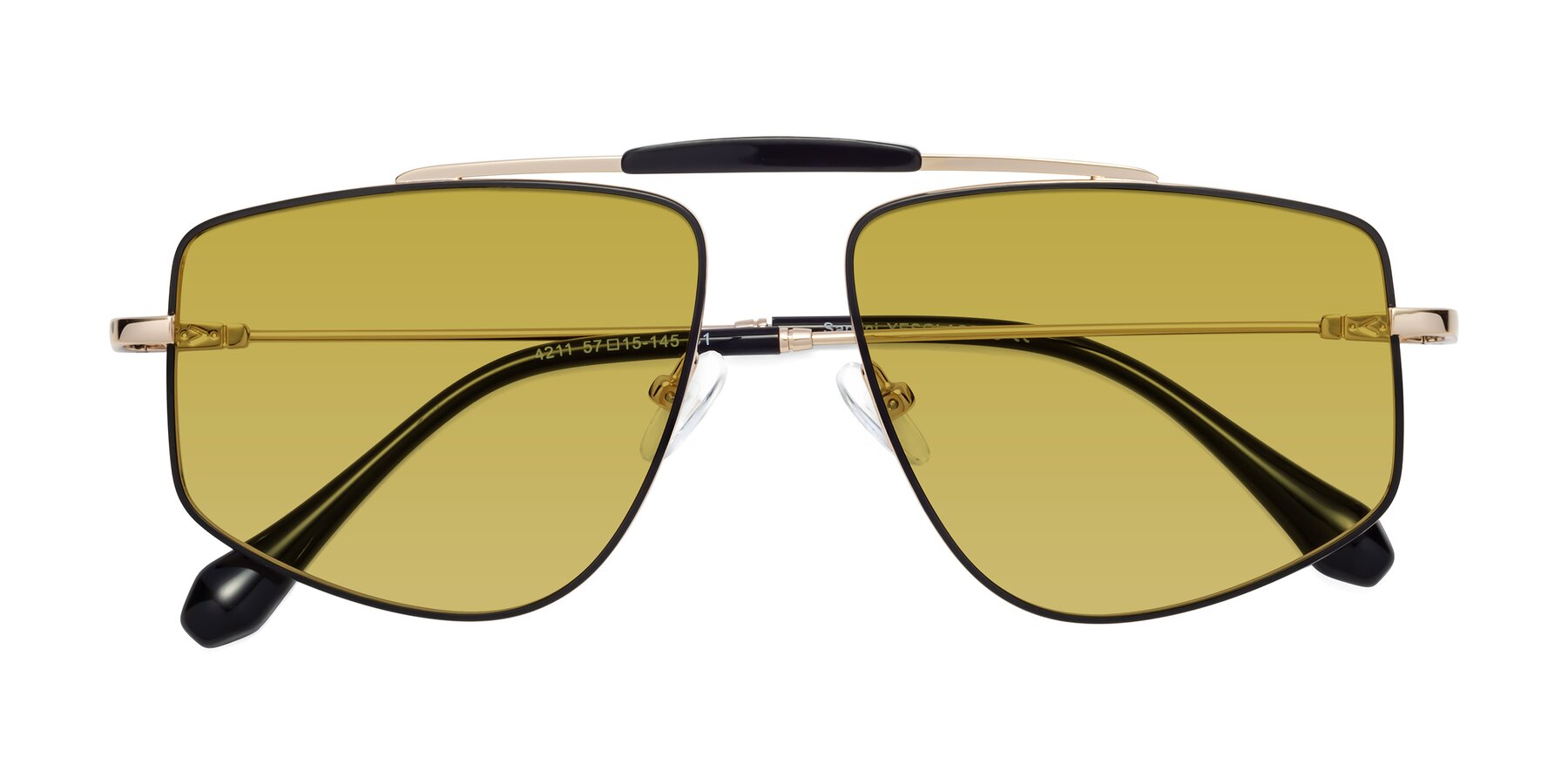Folded Front of Santini in Black-Gold with Champagne Tinted Lenses