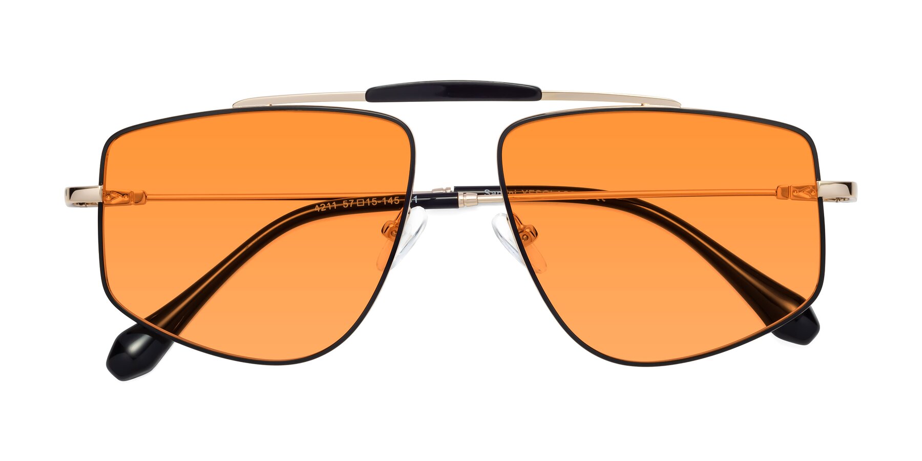 Folded Front of Santini in Black-Gold with Orange Tinted Lenses
