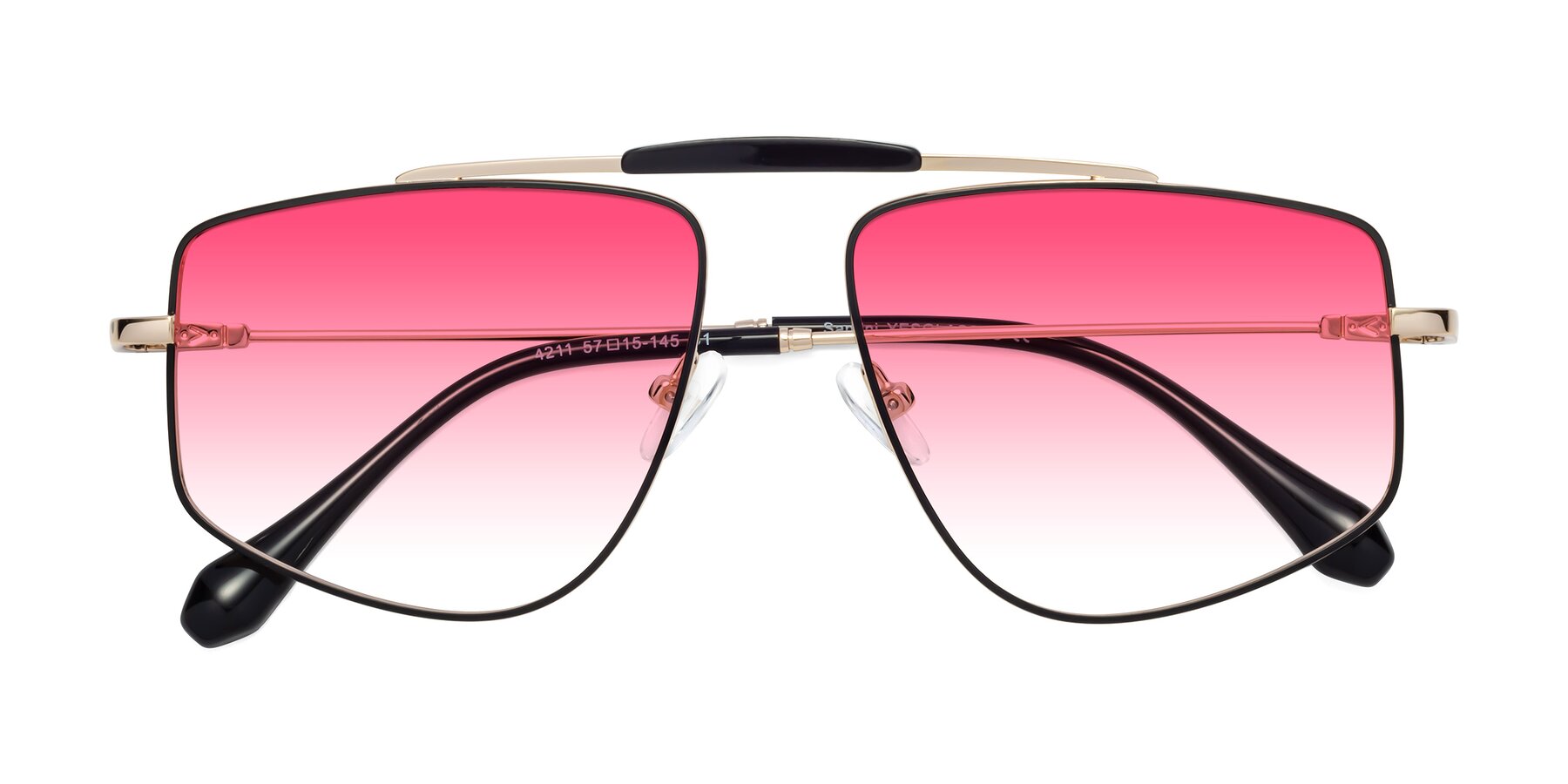 Folded Front of Santini in Black-Gold with Pink Gradient Lenses