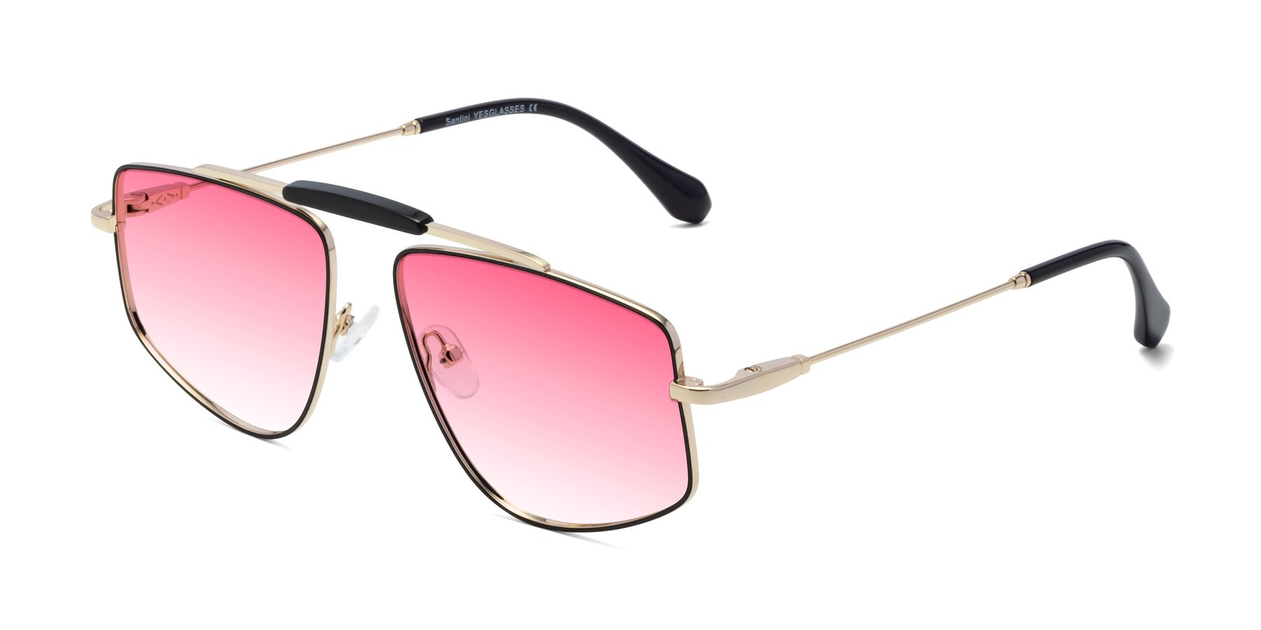 Angle of Santini in Black-Gold with Pink Gradient Lenses