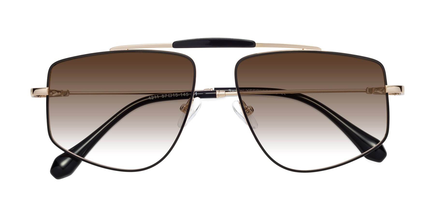 Folded Front of Santini in Black-Gold with Brown Gradient Lenses