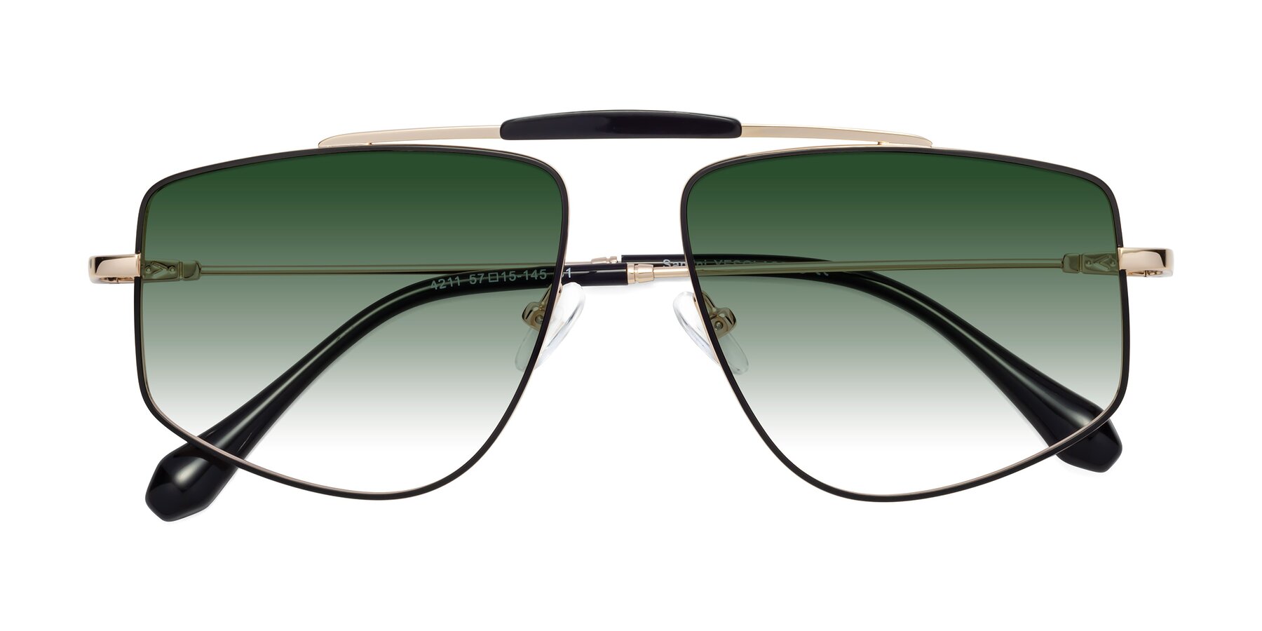 Folded Front of Santini in Black-Gold with Green Gradient Lenses