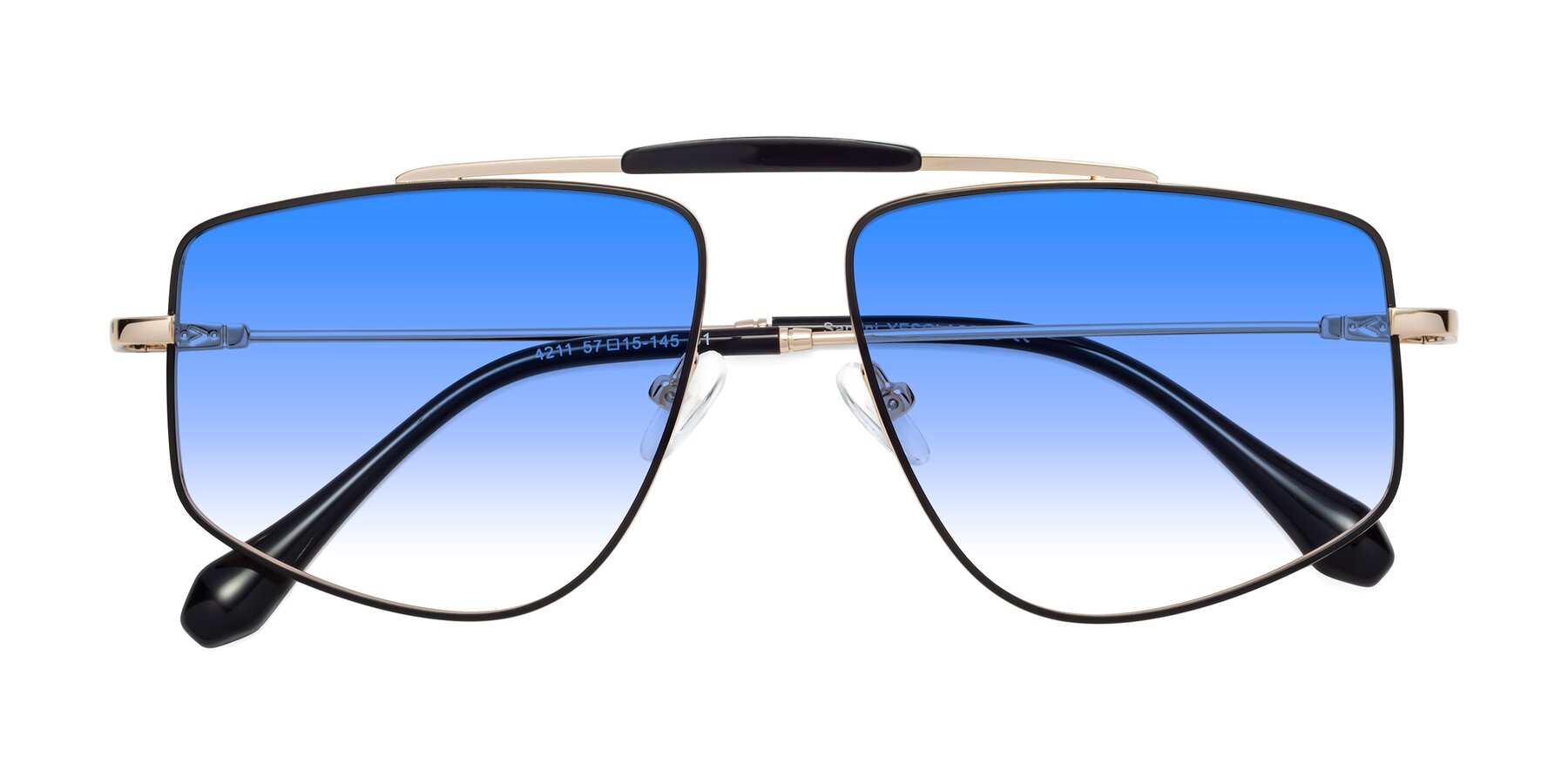 Folded Front of Santini in Black-Gold with Blue Gradient Lenses