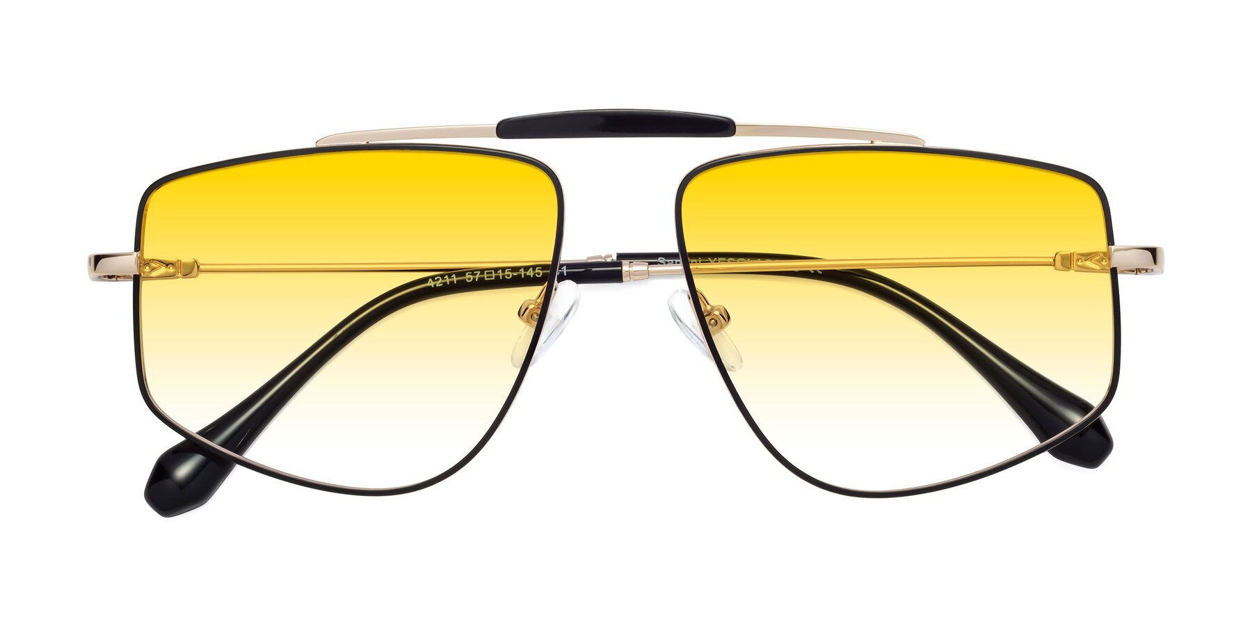 Folded Front of Santini in Black-Gold with Yellow Gradient Lenses