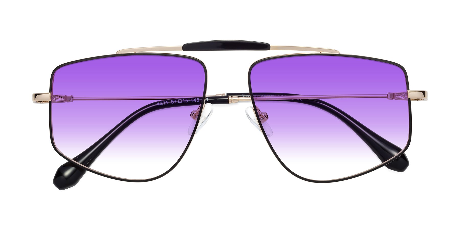 Folded Front of Santini in Black-Gold with Purple Gradient Lenses