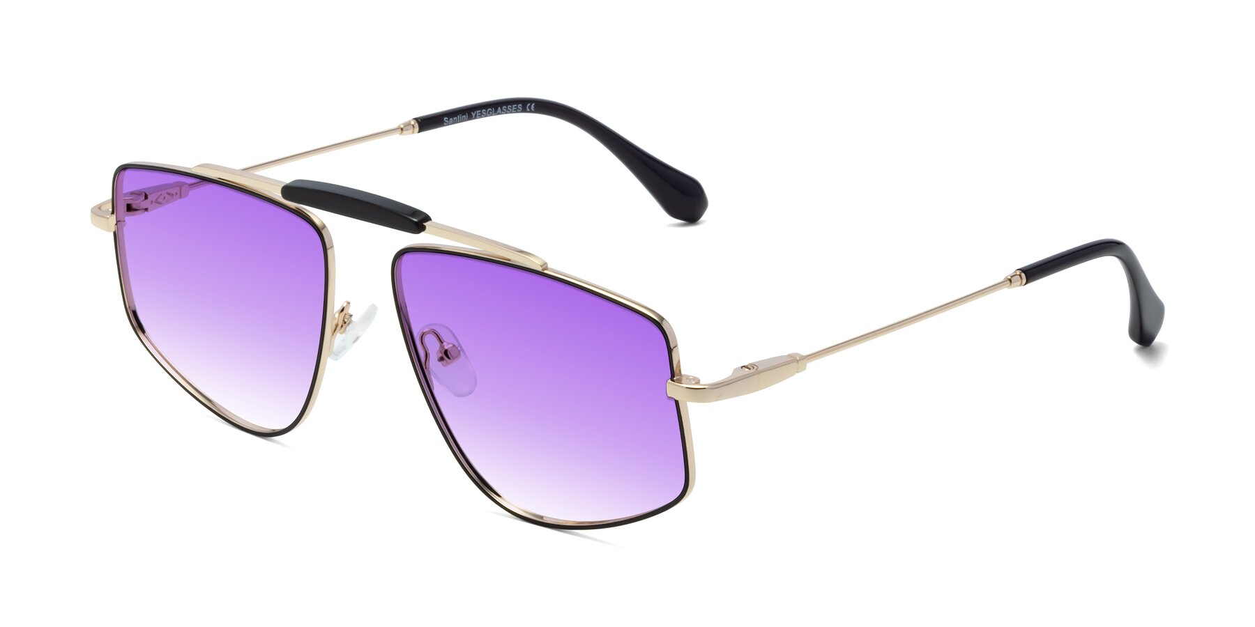 Angle of Santini in Black-Gold with Purple Gradient Lenses