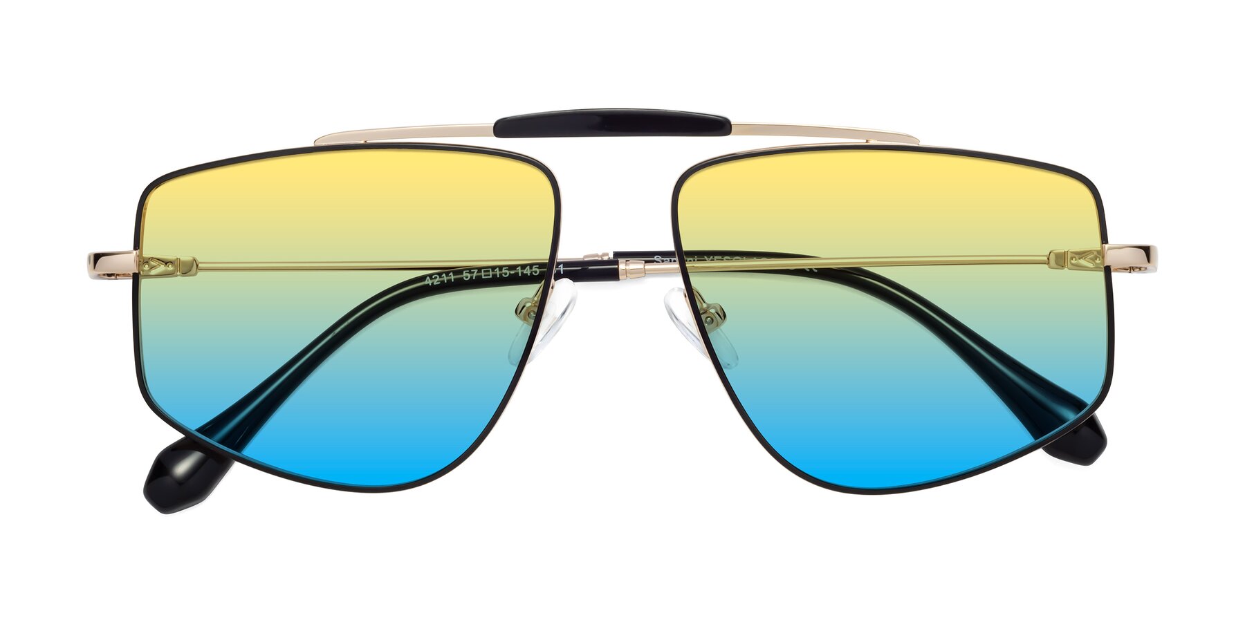 Folded Front of Santini in Black-Gold with Yellow / Blue Gradient Lenses