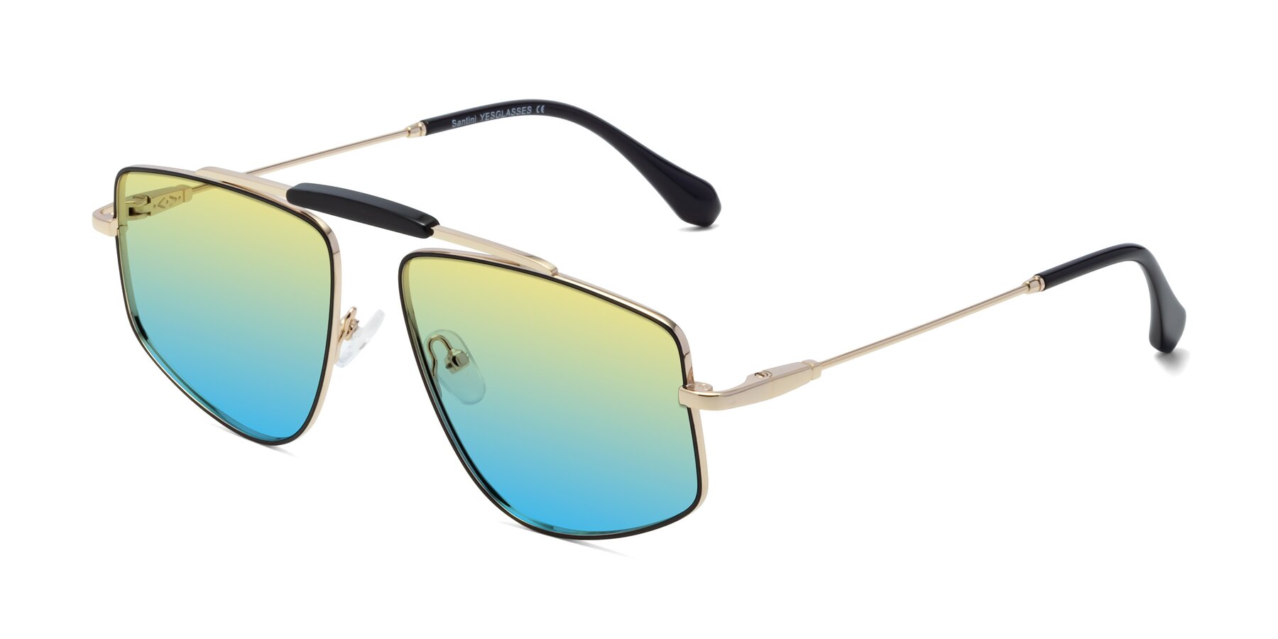 Angle of Santini in Black-Gold with Yellow / Blue Gradient Lenses