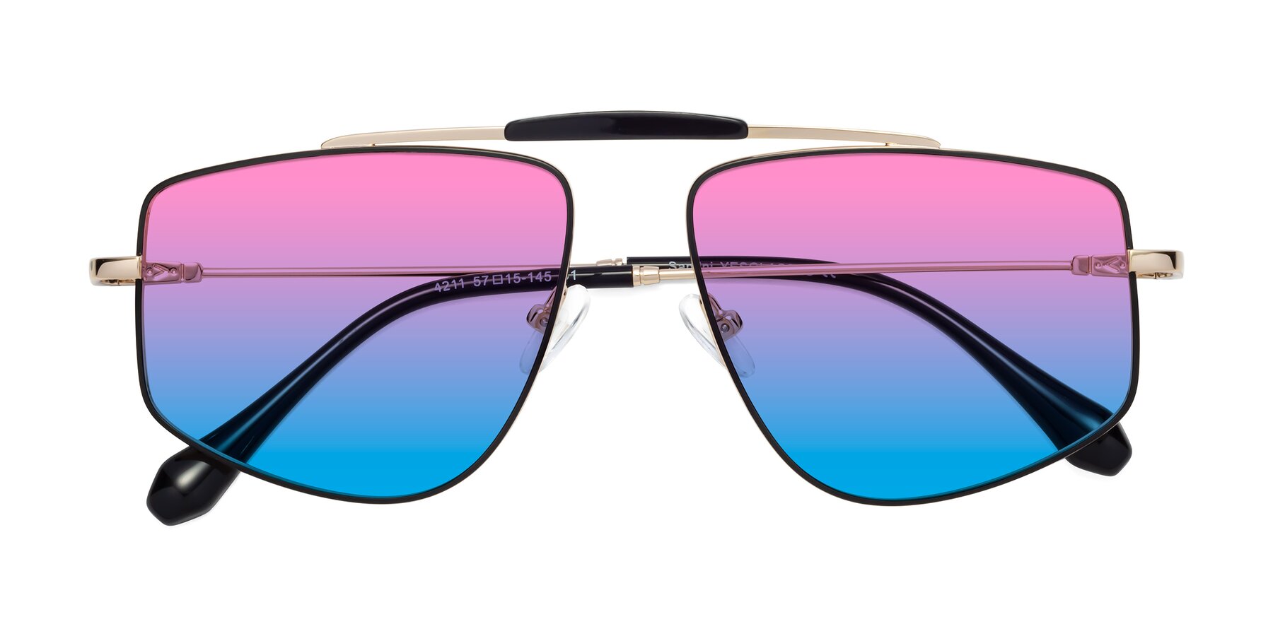 Folded Front of Santini in Black-Gold with Pink / Blue Gradient Lenses
