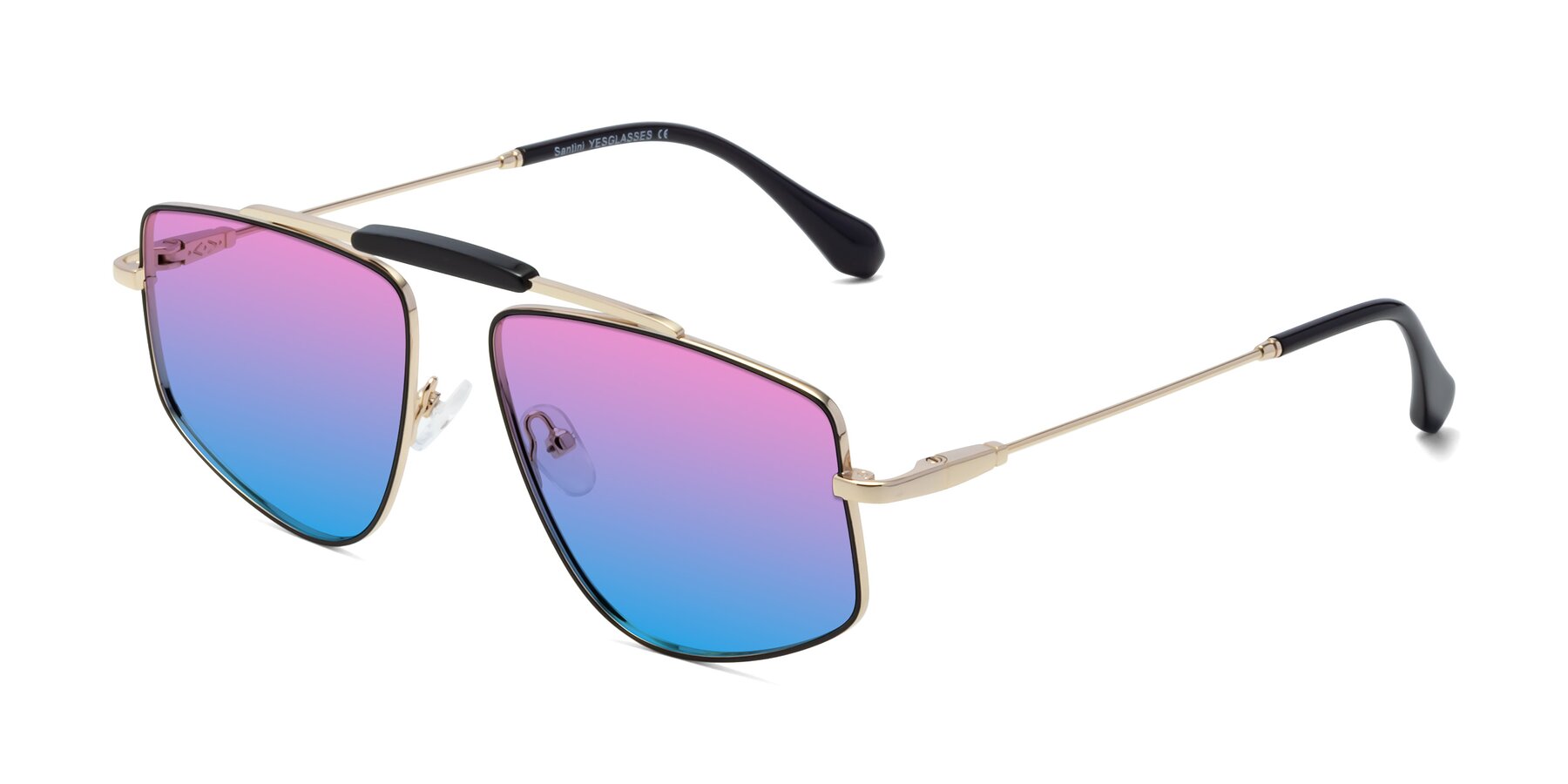 Angle of Santini in Black-Gold with Pink / Blue Gradient Lenses