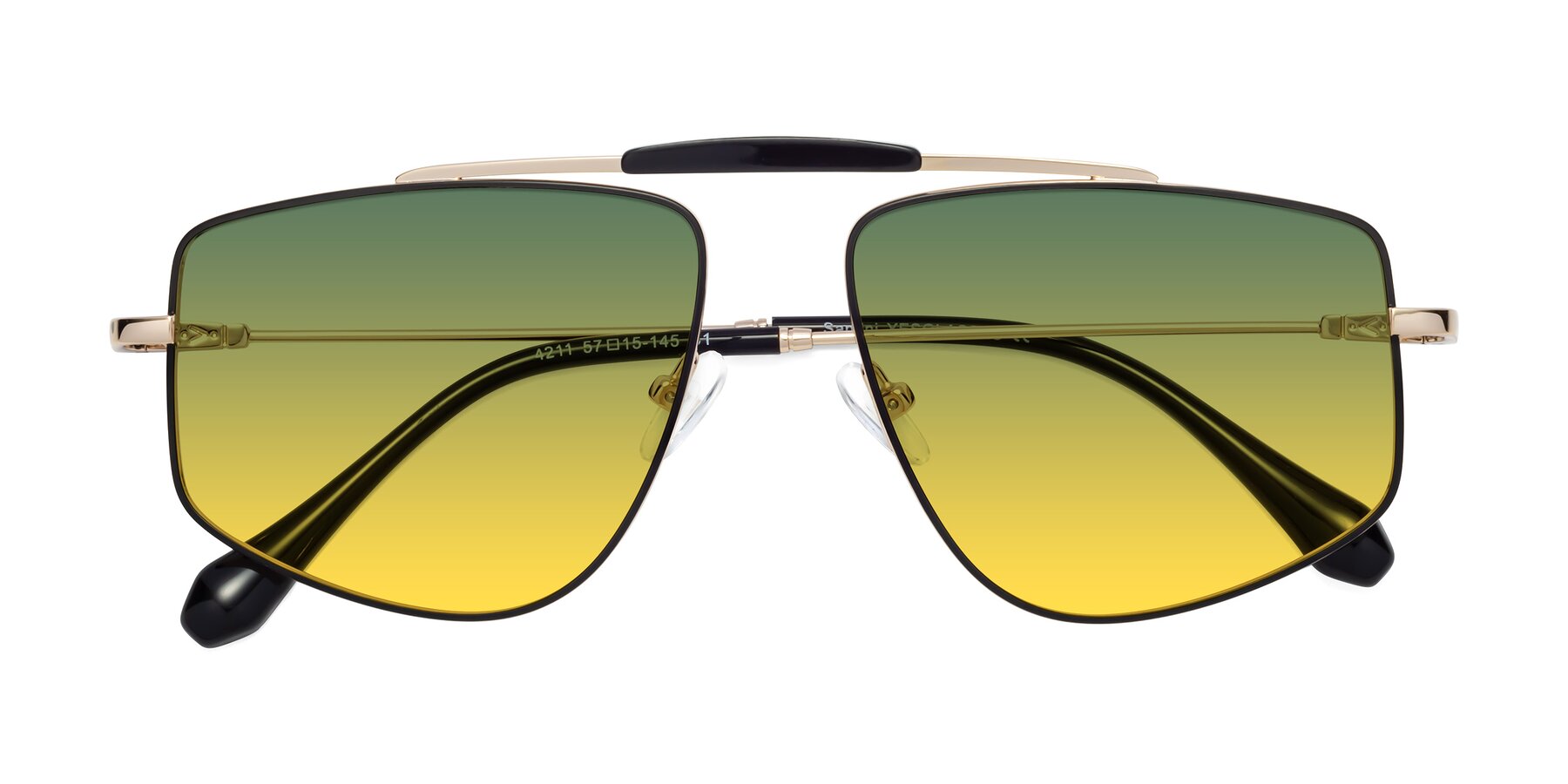 Folded Front of Santini in Black-Gold with Green / Yellow Gradient Lenses