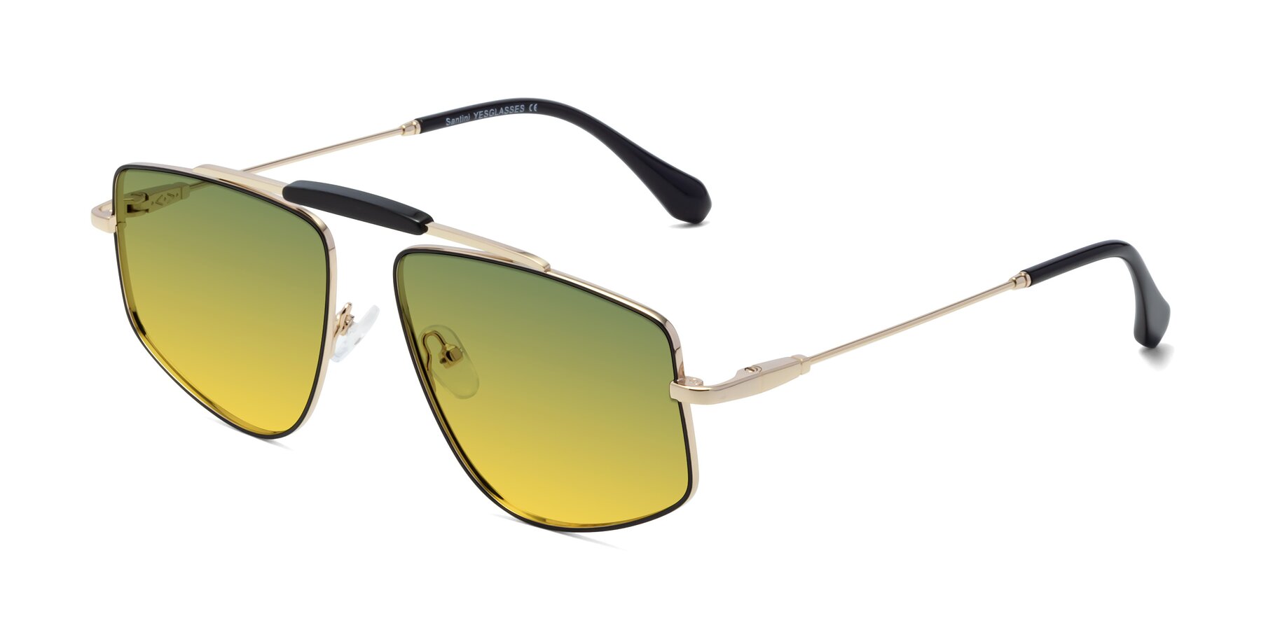 Angle of Santini in Black-Gold with Green / Yellow Gradient Lenses