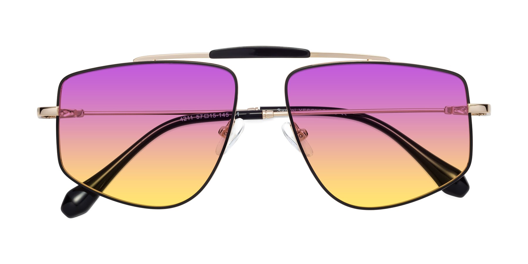 Folded Front of Santini in Black-Gold with Purple / Yellow Gradient Lenses