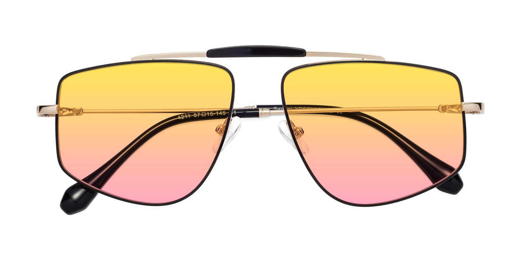 Folded Front of Santini in Black-Gold with Yellow / Pink Gradient Lenses