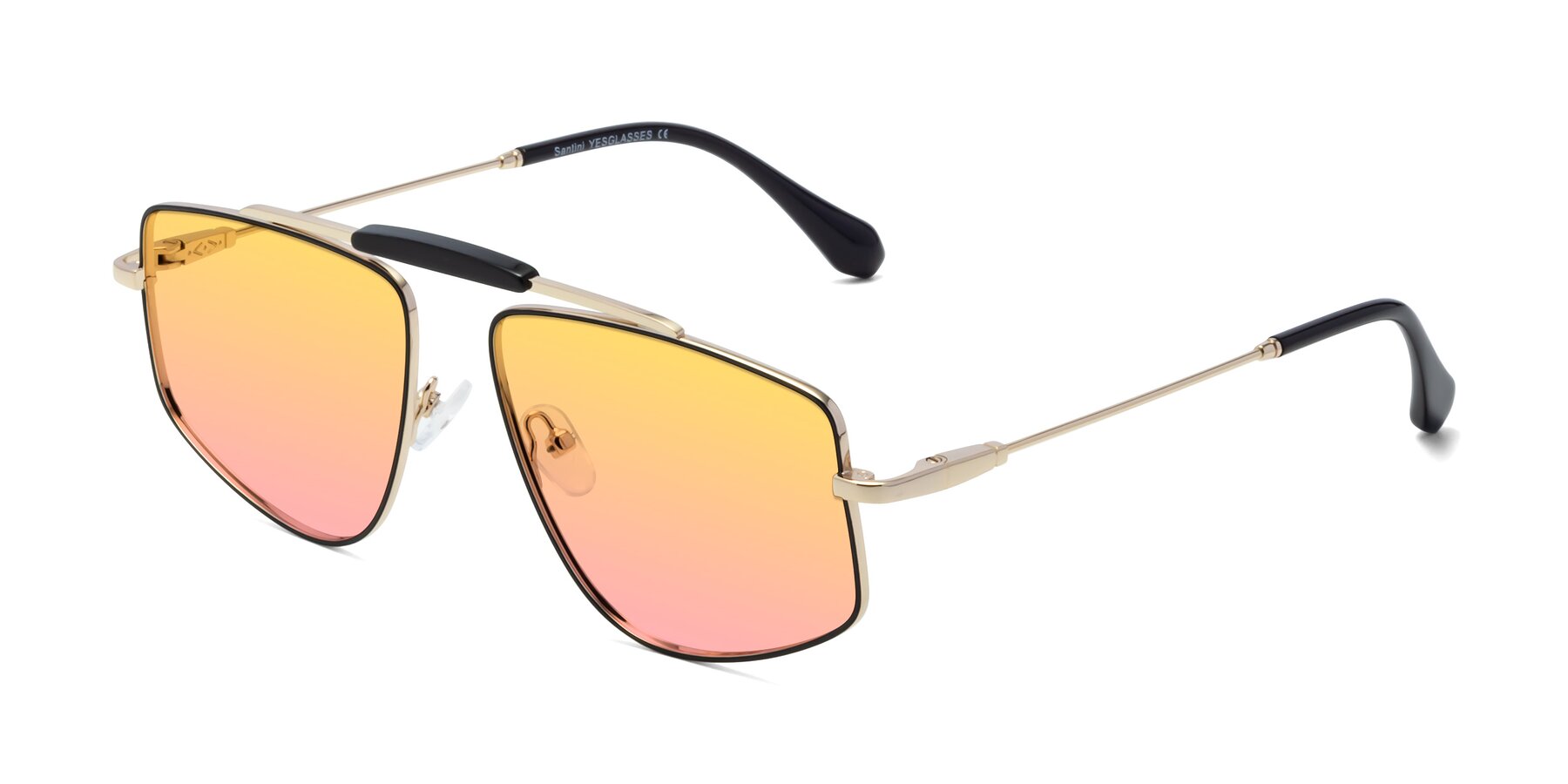 Angle of Santini in Black-Gold with Yellow / Pink Gradient Lenses