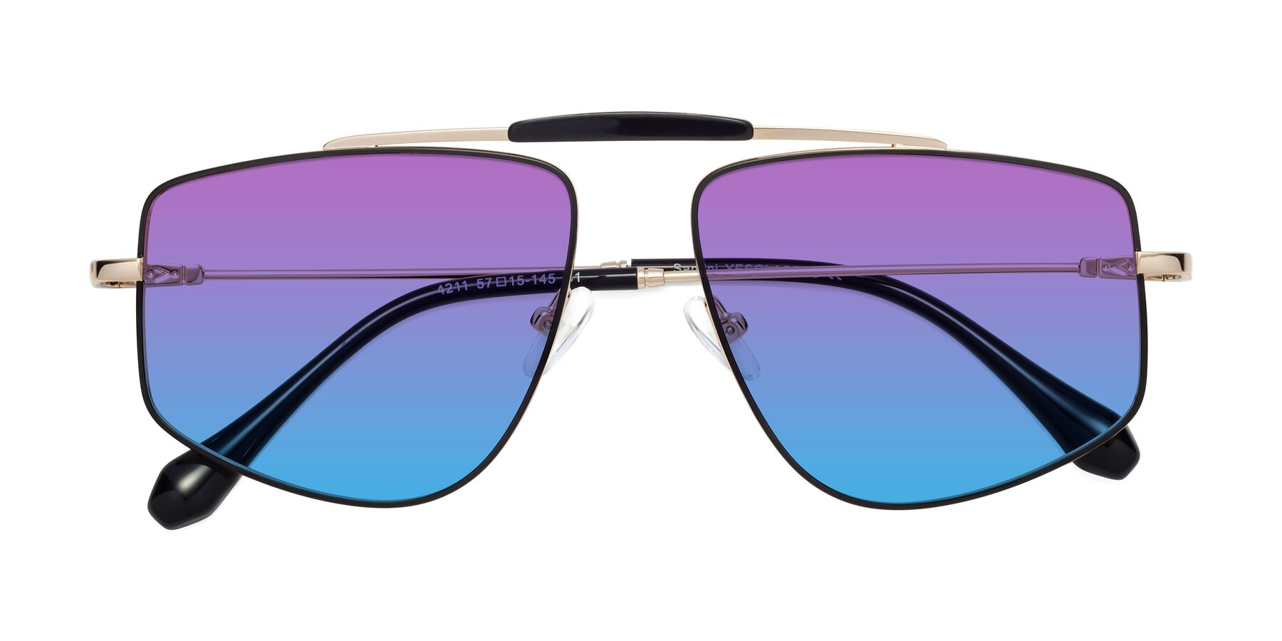 Folded Front of Santini in Black-Gold with Purple / Blue Gradient Lenses