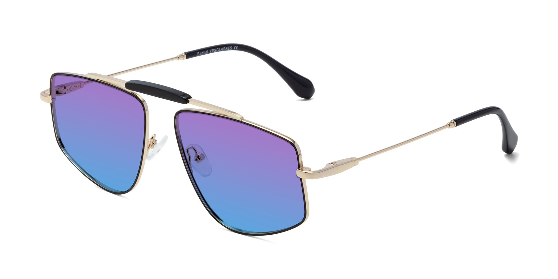 Angle of Santini in Black-Gold with Purple / Blue Gradient Lenses
