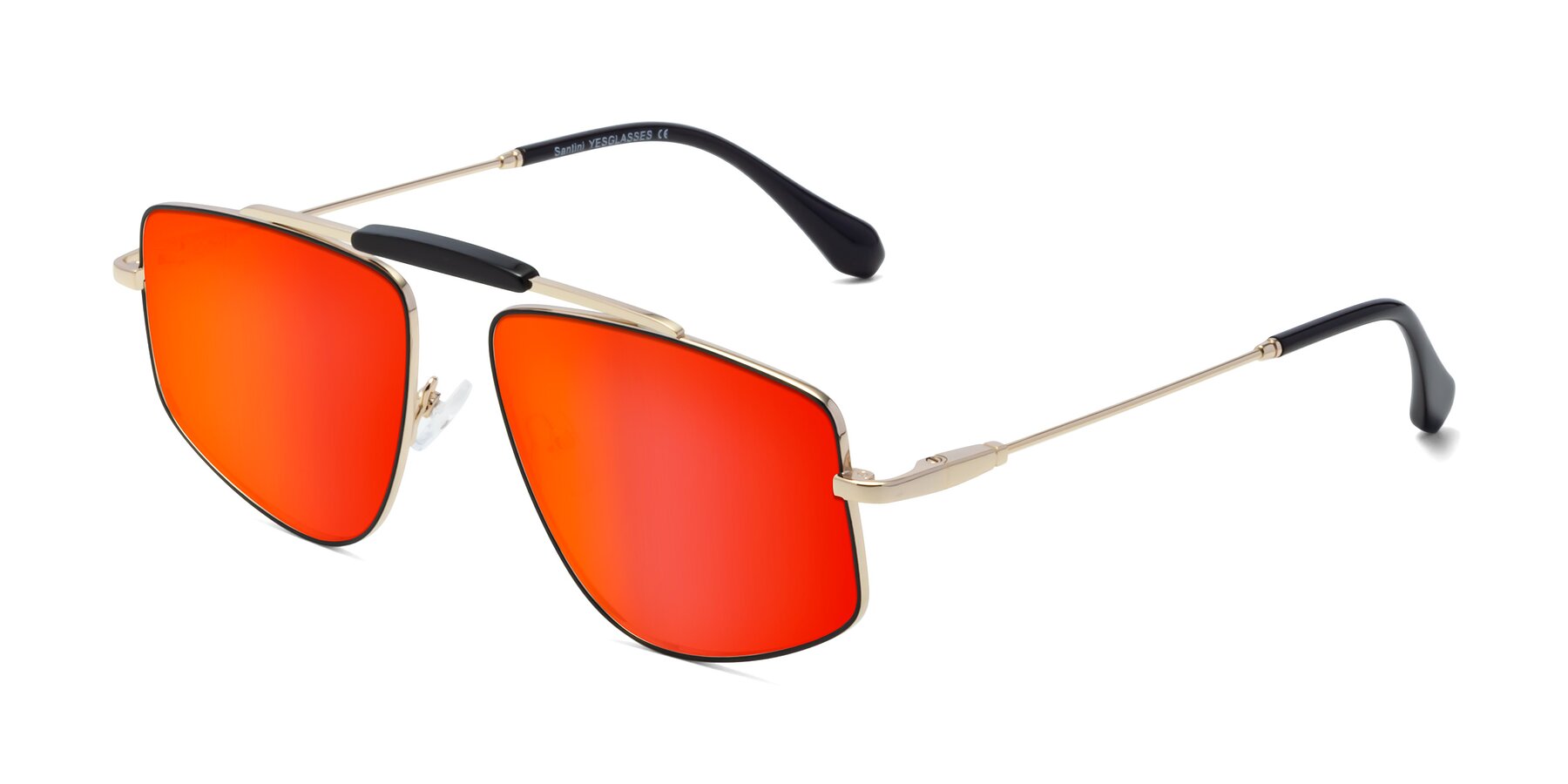 Angle of Santini in Black-Gold with Red Gold Mirrored Lenses