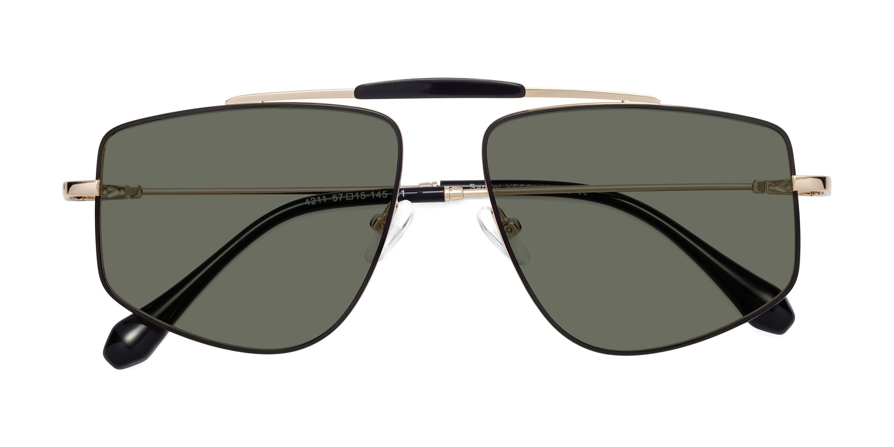 Folded Front of Santini in Black-Gold with Gray Polarized Lenses
