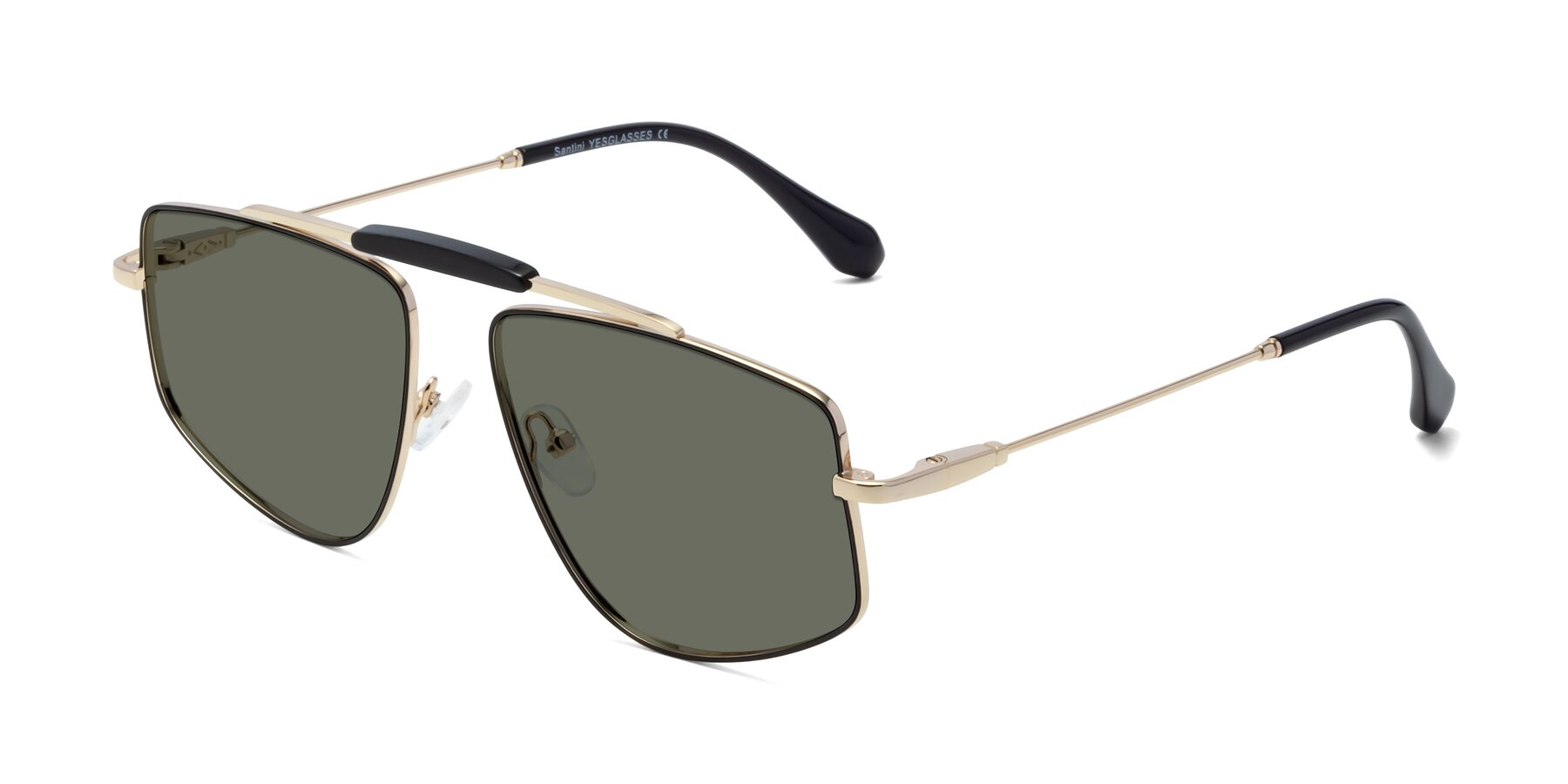Angle of Santini in Black-Gold with Gray Polarized Lenses