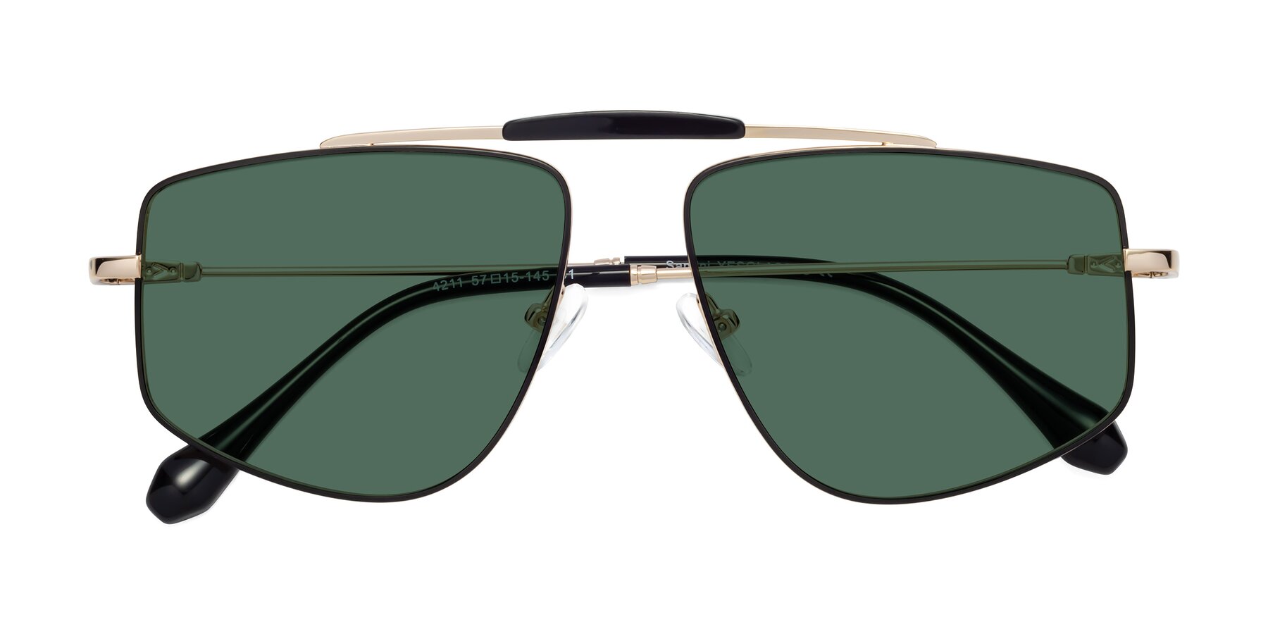 Folded Front of Santini in Black-Gold with Green Polarized Lenses
