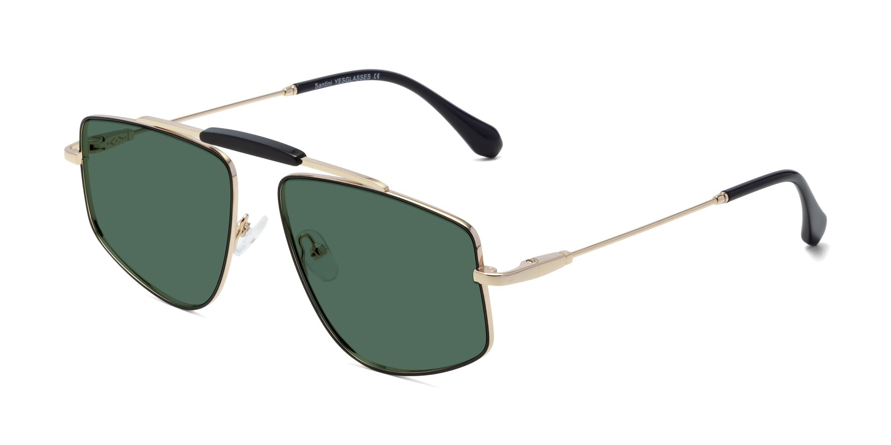 Angle of Santini in Black-Gold with Green Polarized Lenses