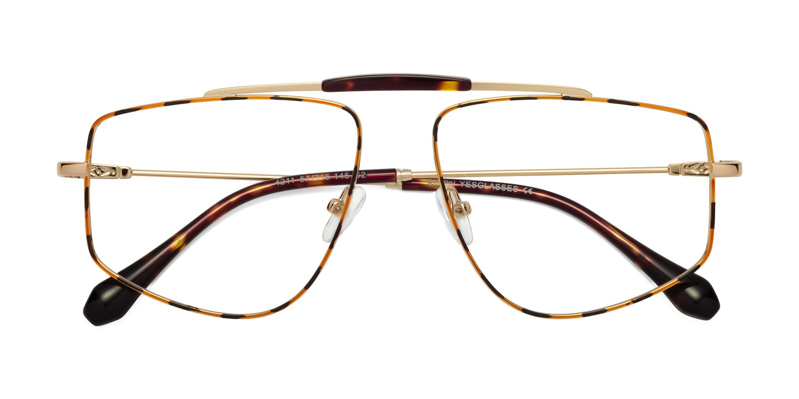 Leopard-Print / Gold Wide Oversized Grandpa Eyeglasses - Santini