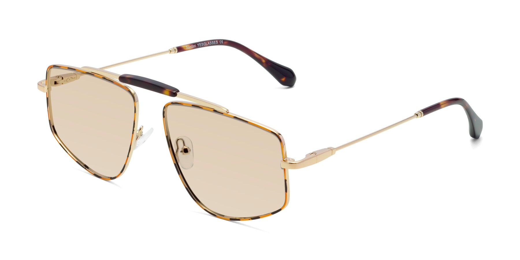 Angle of Santini in Leopard-Print-Gold with Light Brown Tinted Lenses