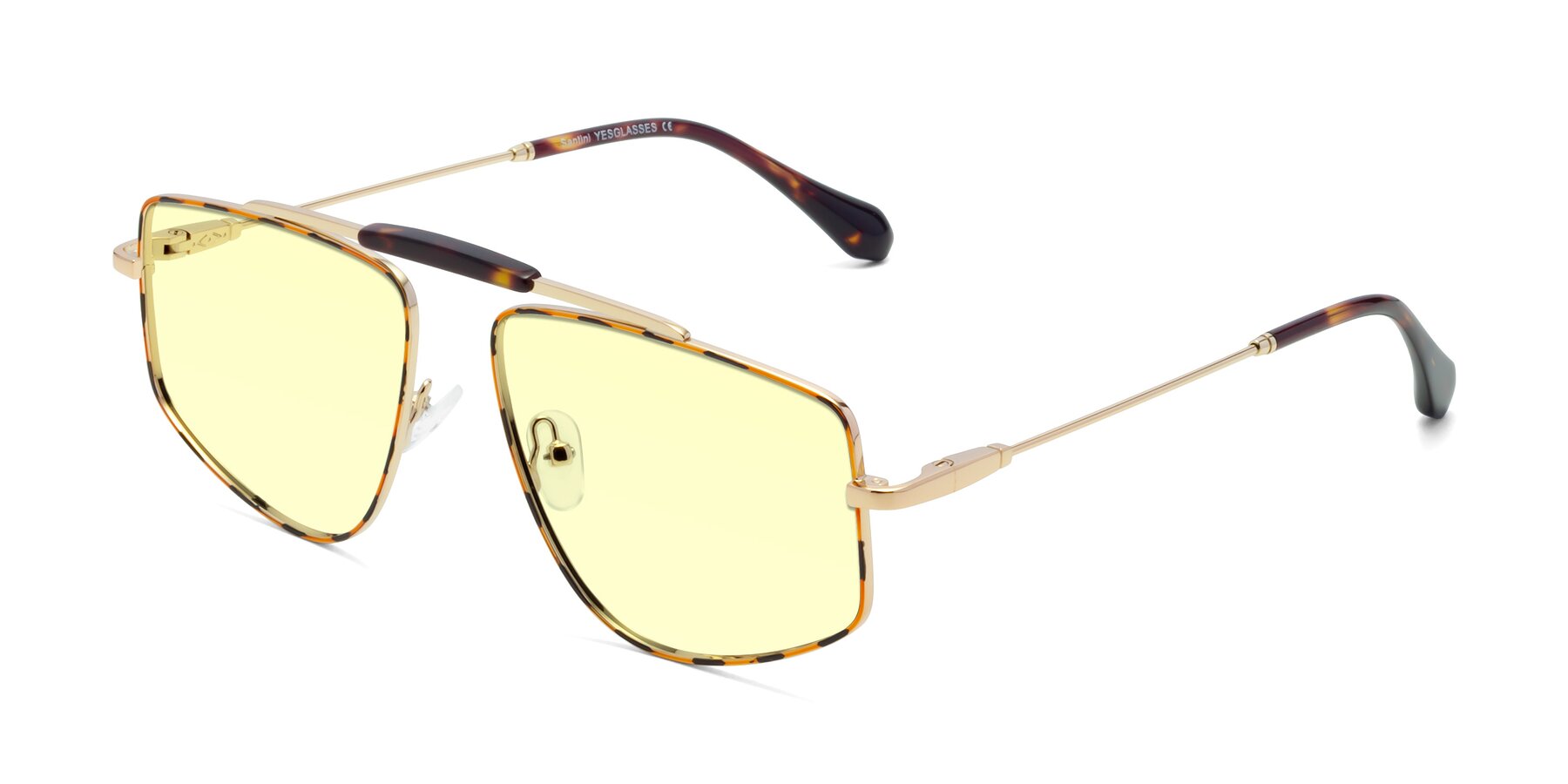 Angle of Santini in Leopard-Print-Gold with Light Yellow Tinted Lenses