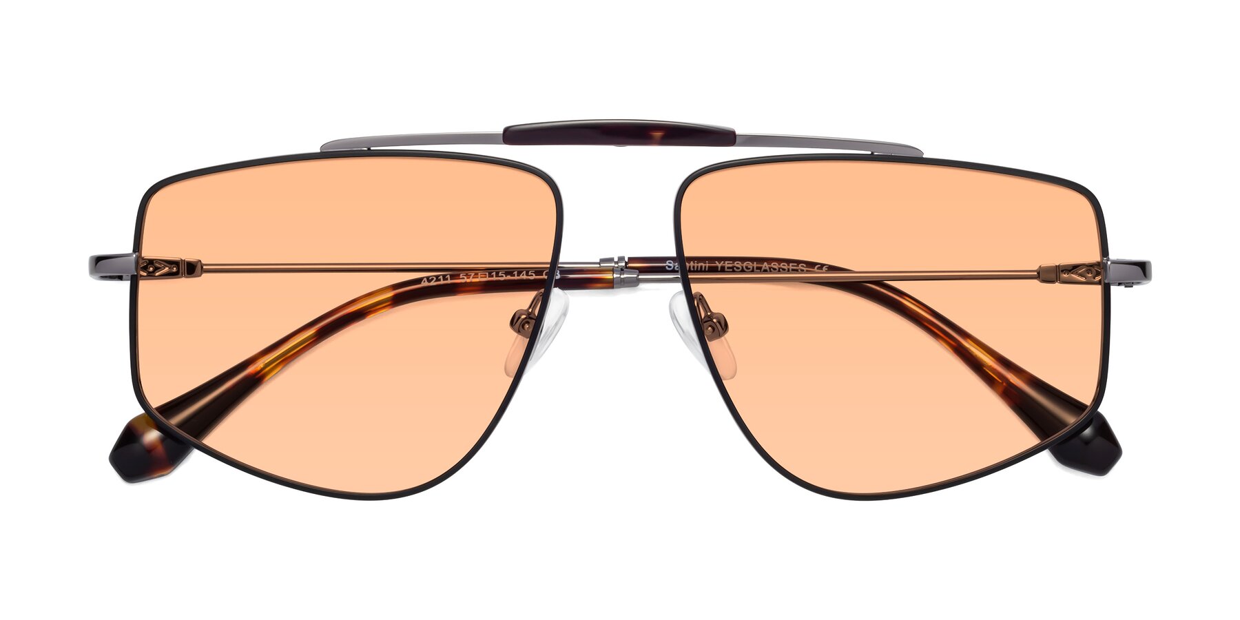 Folded Front of Santini in Leopard-Print-Gold with Light Orange Tinted Lenses