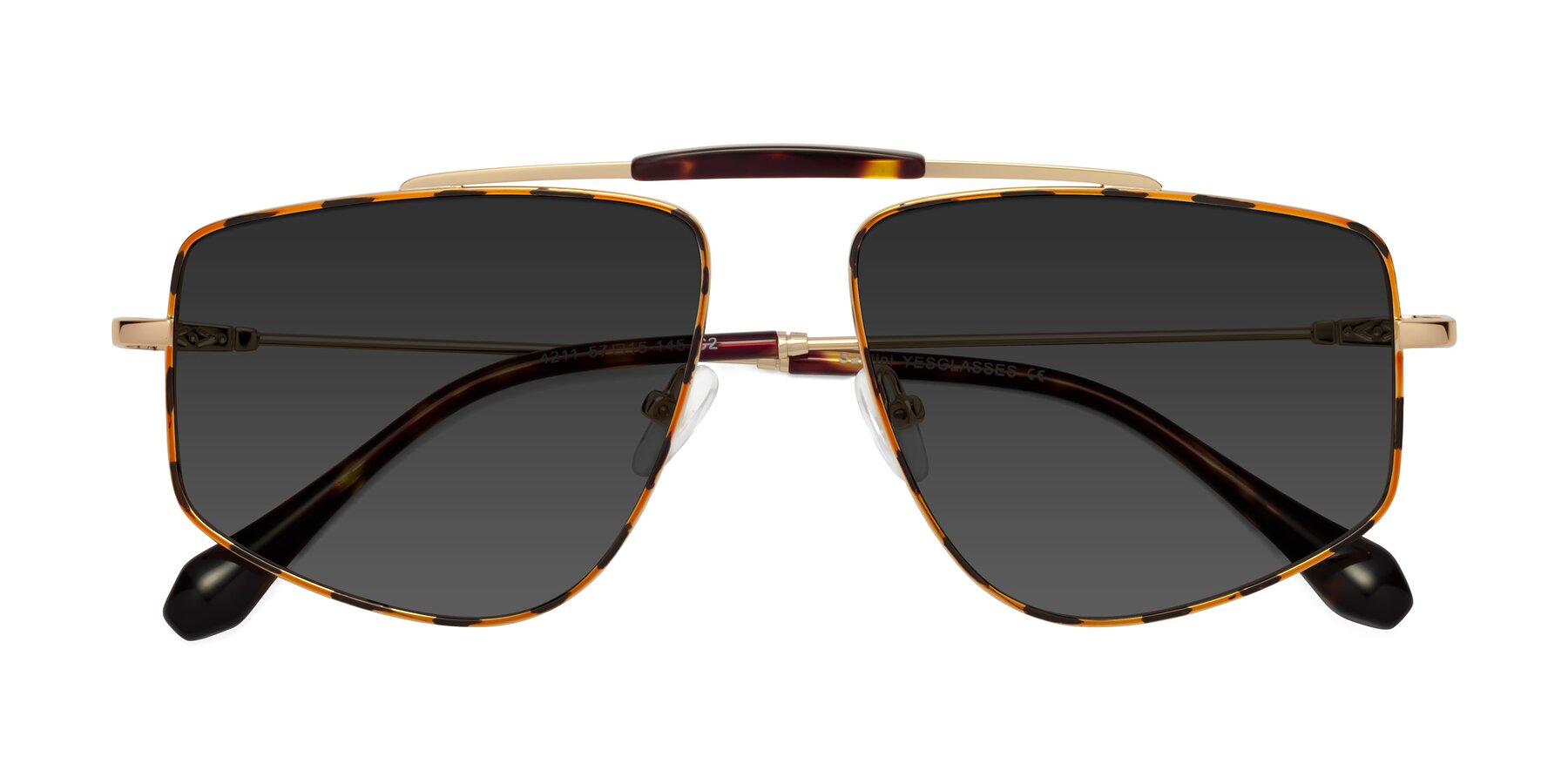 Folded Front of Santini in Leopard-Print-Gold with Gray Tinted Lenses