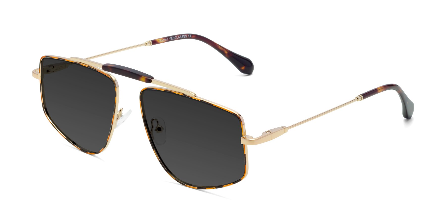 Angle of Santini in Leopard-Print-Gold with Gray Tinted Lenses