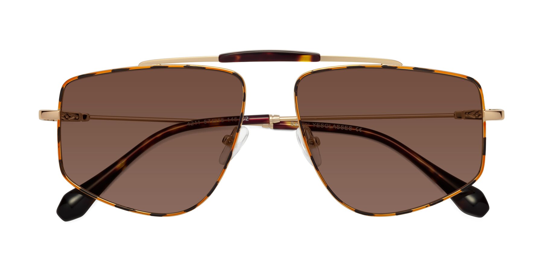 Folded Front of Santini in Leopard-Print-Gold with Brown Tinted Lenses