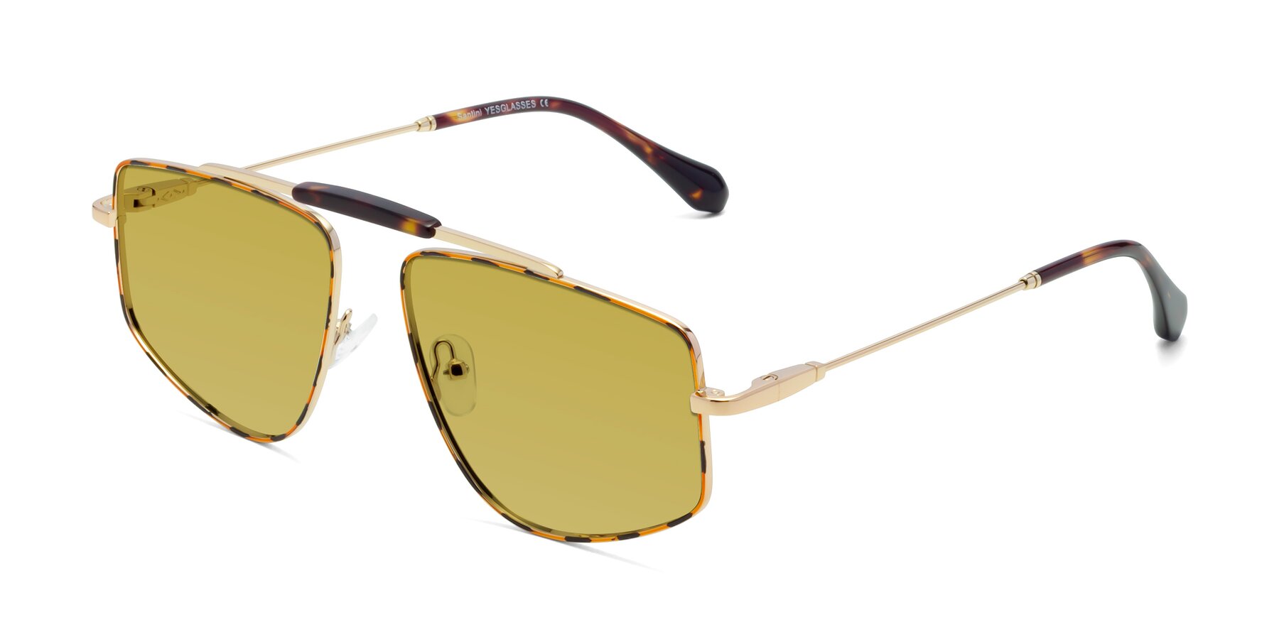 Angle of Santini in Leopard-Print-Gold with Champagne Tinted Lenses