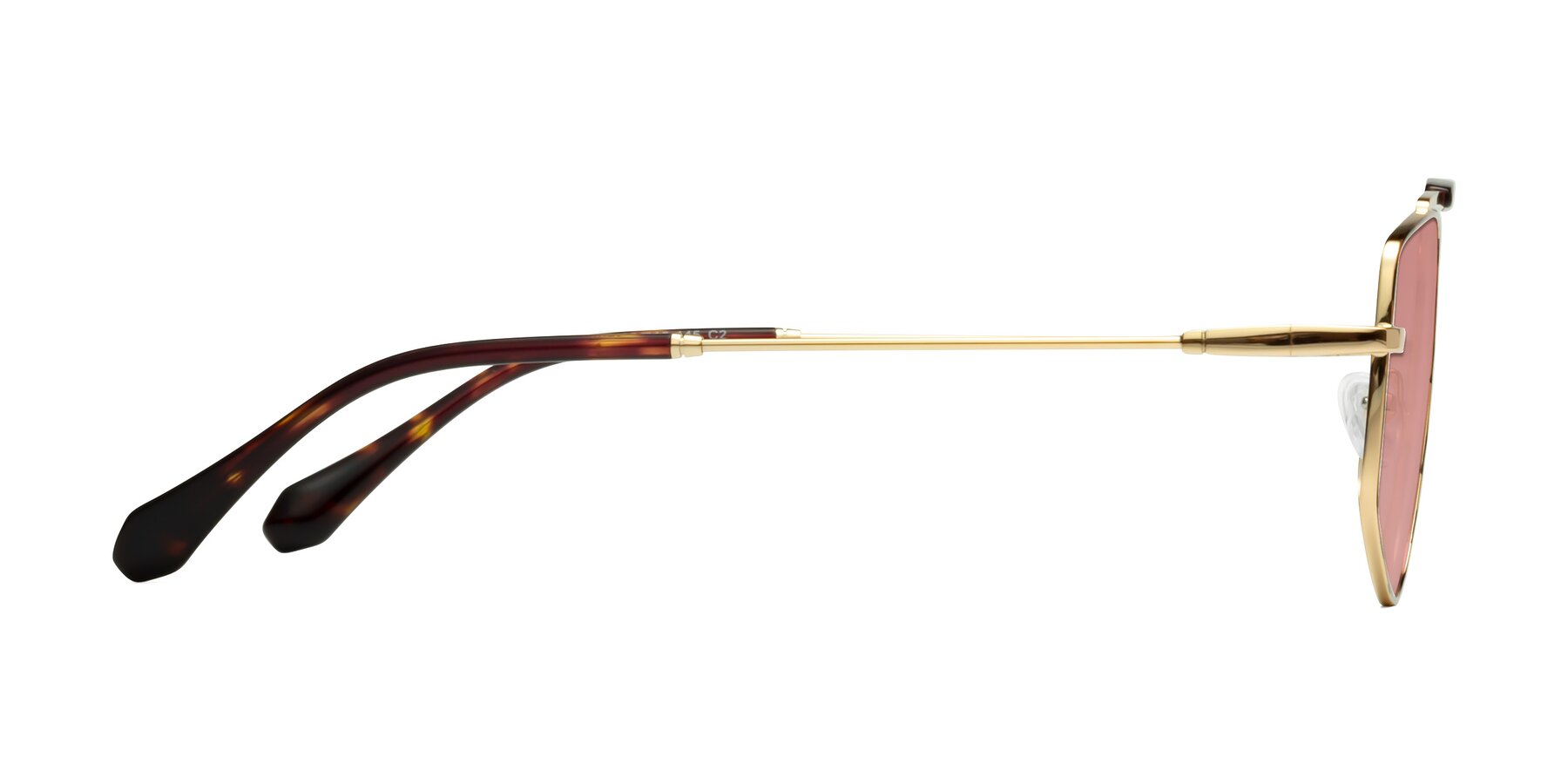 Side of Santini in Leopard-Print-Gold with Medium Garnet Tinted Lenses