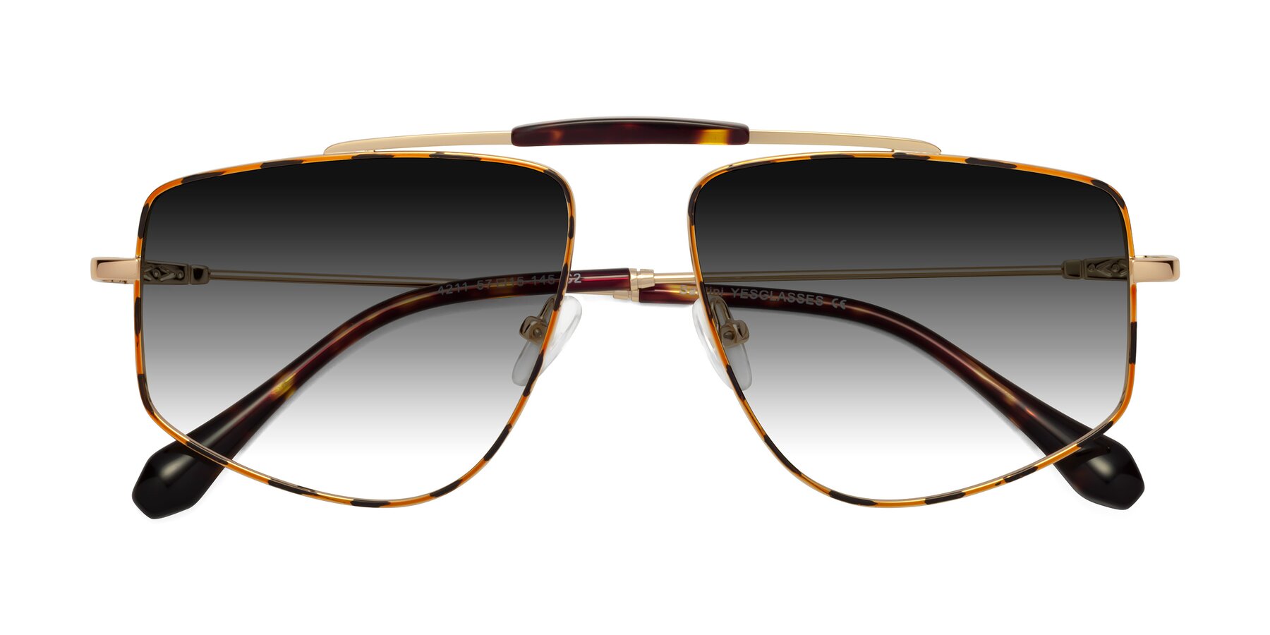 Folded Front of Santini in Leopard-Print-Gold with Gray Gradient Lenses