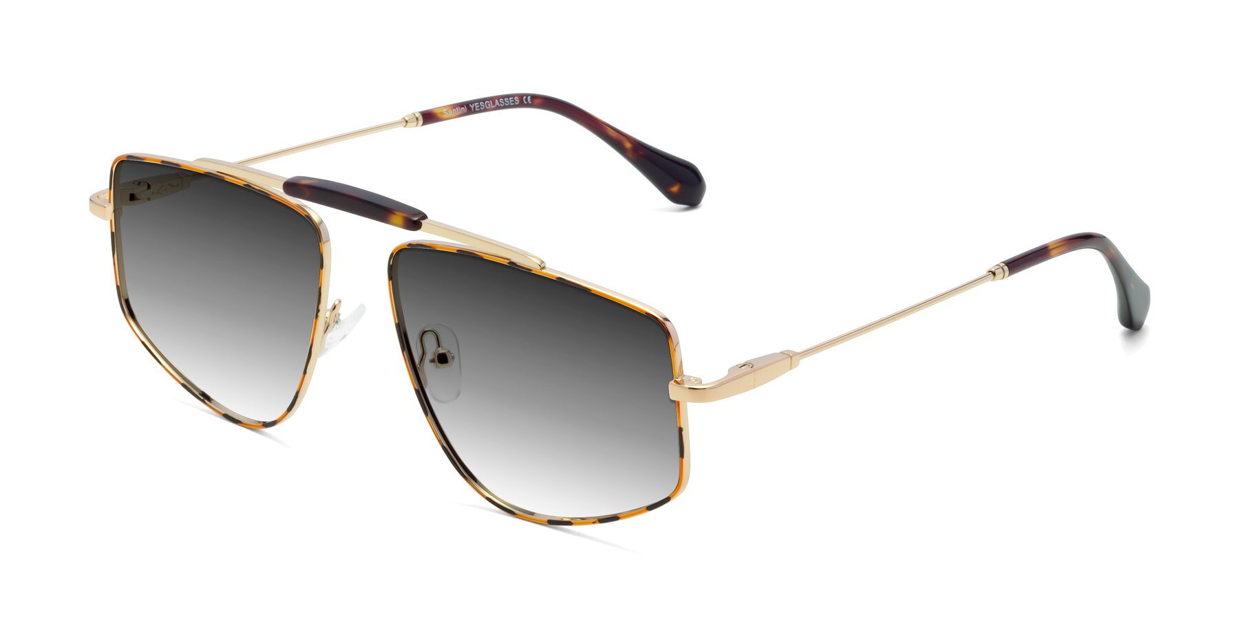 Angle of Santini in Leopard-Print-Gold with Gray Gradient Lenses