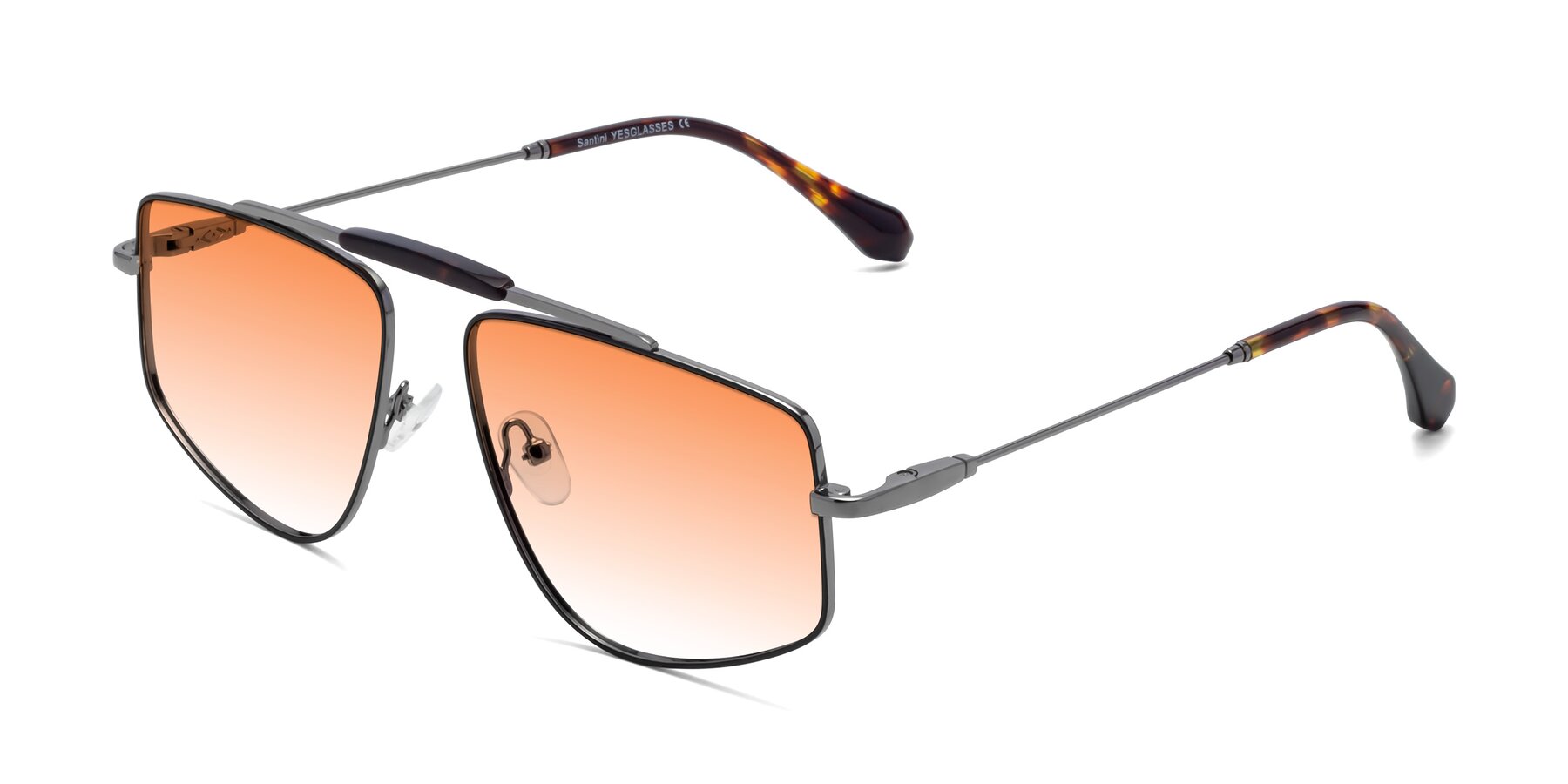 Angle of Santini in Leopard-Print-Gold with Orange Gradient Lenses