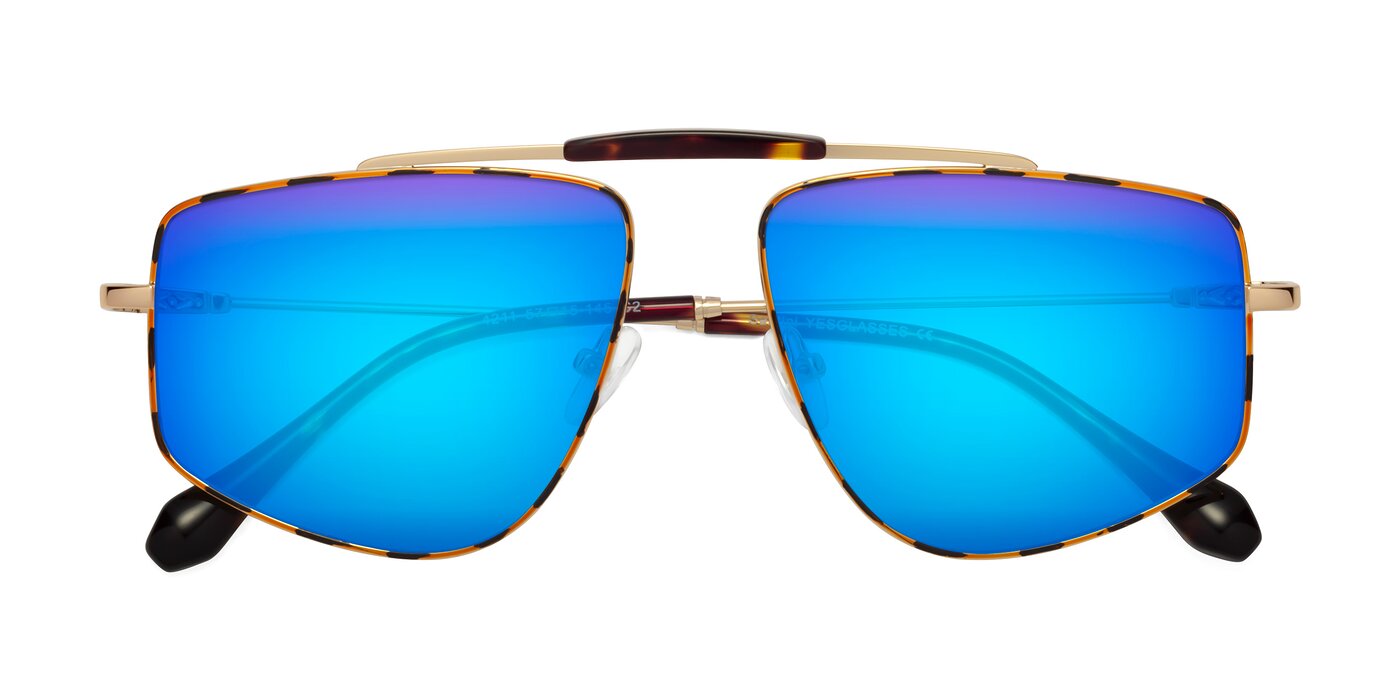 Santini - Leopard-Print / Gold Flash Mirrored Sunglasses