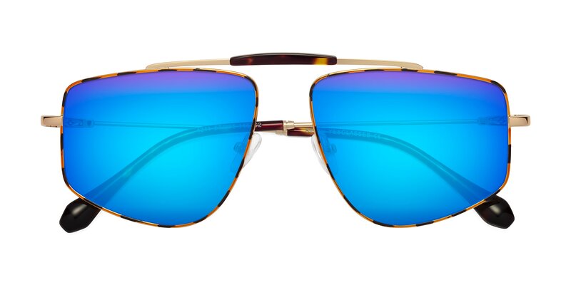 Santini - Leopard-Print / Gold Flash Mirrored Sunglasses