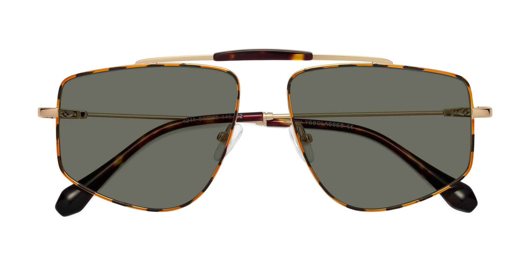 Folded Front of Santini in Leopard-Print-Gold with Gray Polarized Lenses