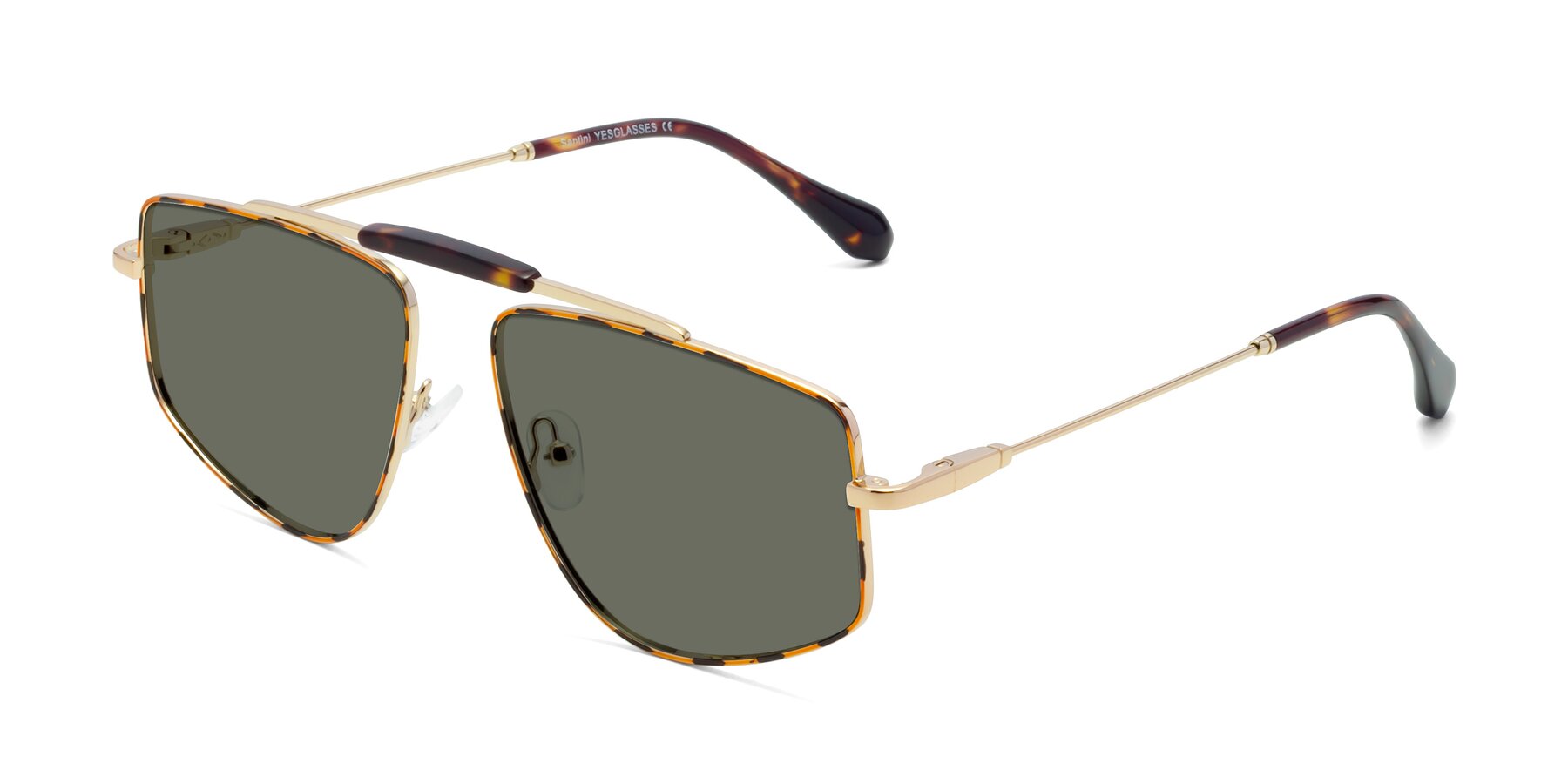 Angle of Santini in Leopard-Print-Gold with Gray Polarized Lenses