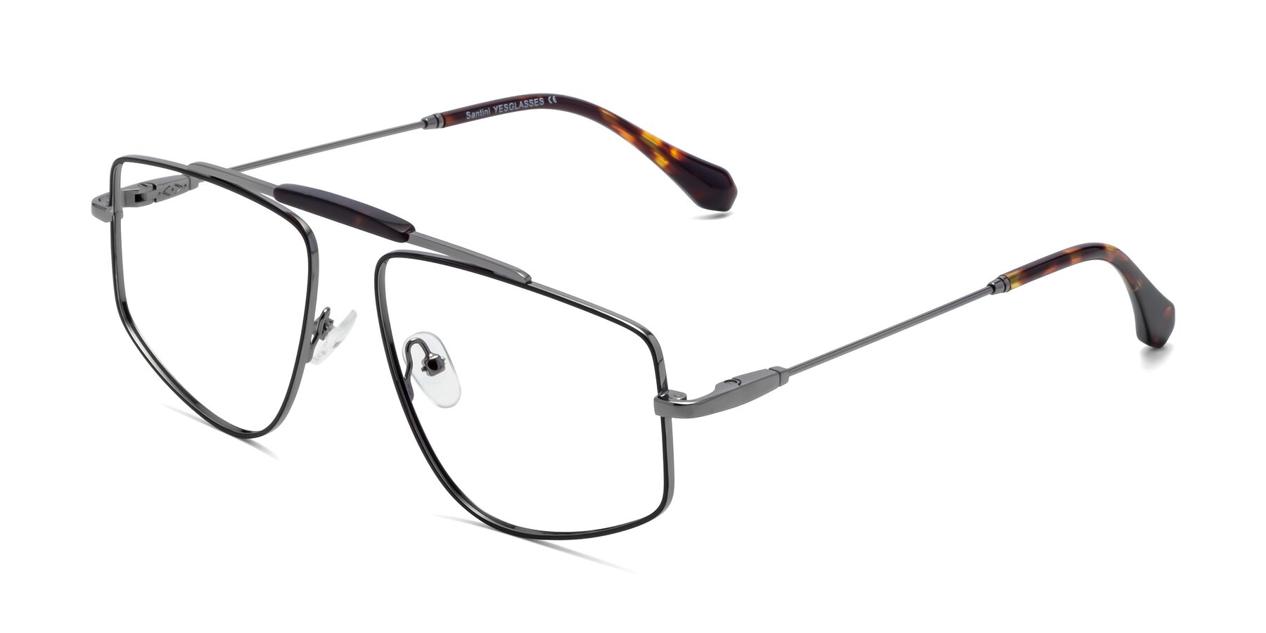 Angle of Santini in Black-Gunmetal with Clear Eyeglass Lenses